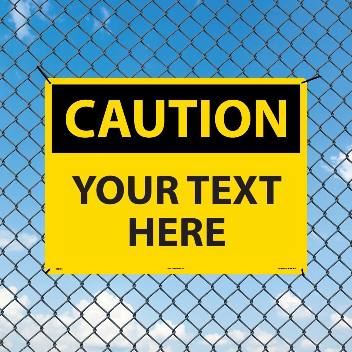Custom OSHA Style Caution Sign 18" x 24" Plastic Sign, Customizable "Your Text Here", by AccuformNMC Made in USA