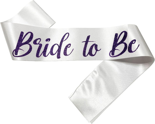 Bride Sash Bachelorette Party Purple, Bride To Be Sash Bridal Shower Sashes Bachelor Decorations Just Married Gift Engaged Decor Accessories,White Purple