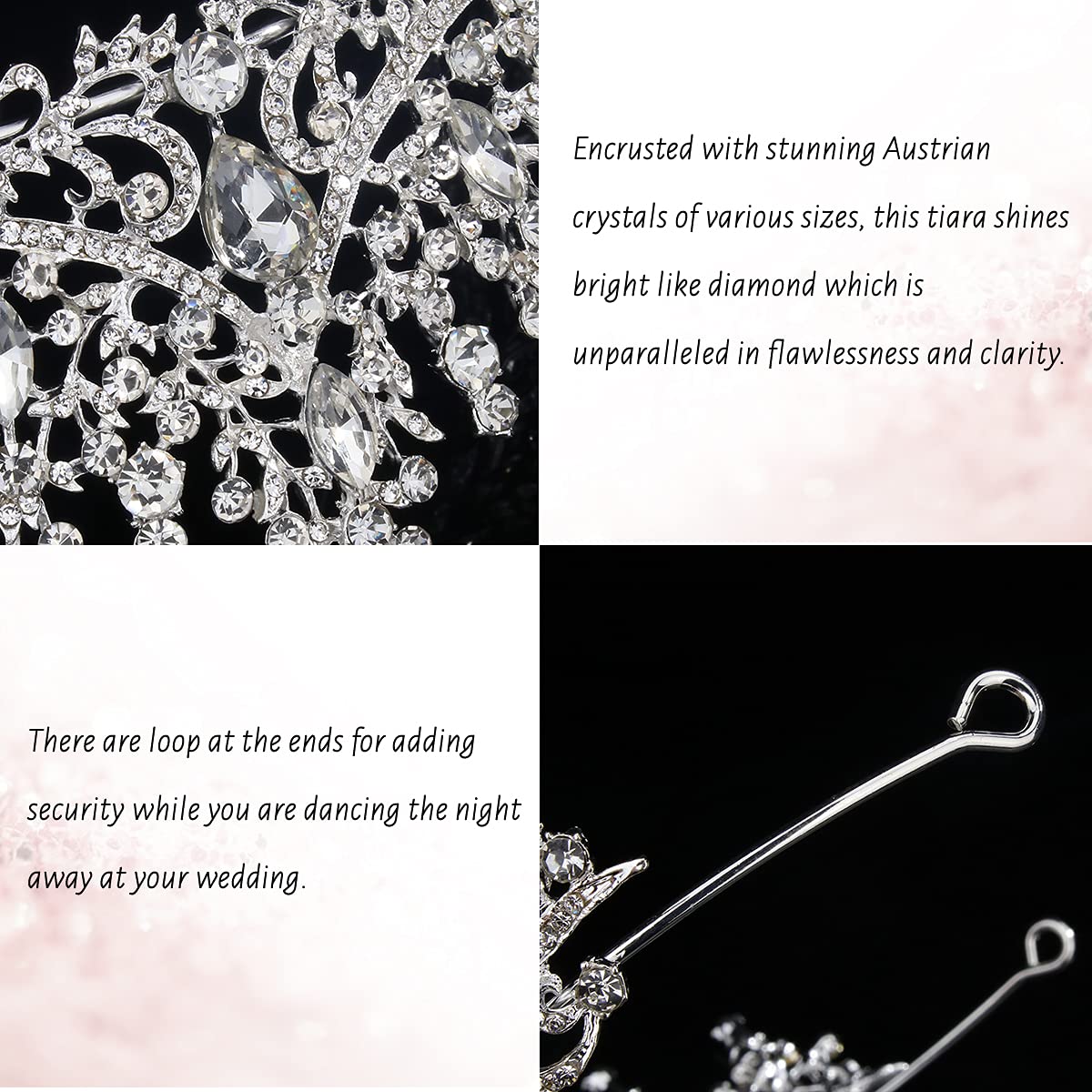 TOBATOBA Silver Wedding Crystal Tiaras and Crowns for Women, Bride Royal Queen Headband Princess