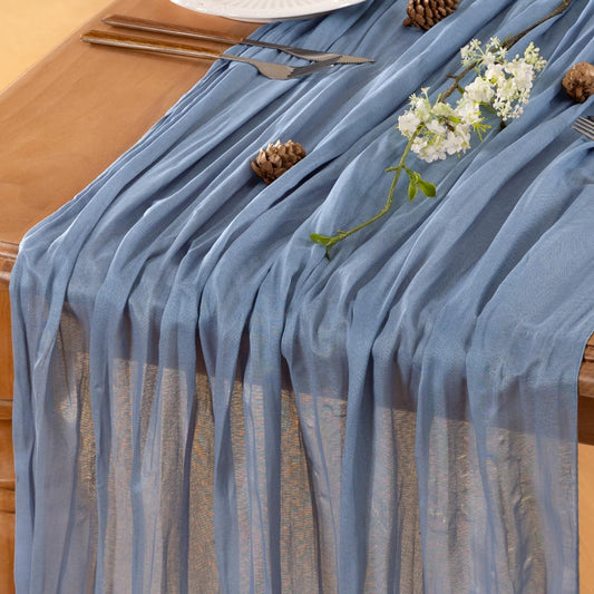 Dusty Blue Table Runner Cheesecloth Table Runner 10FT Farmhouse Table Runners 120 Inches Fall Table Decor Dining Room Centerpiece Wedding Boho Baby Shower Birthday