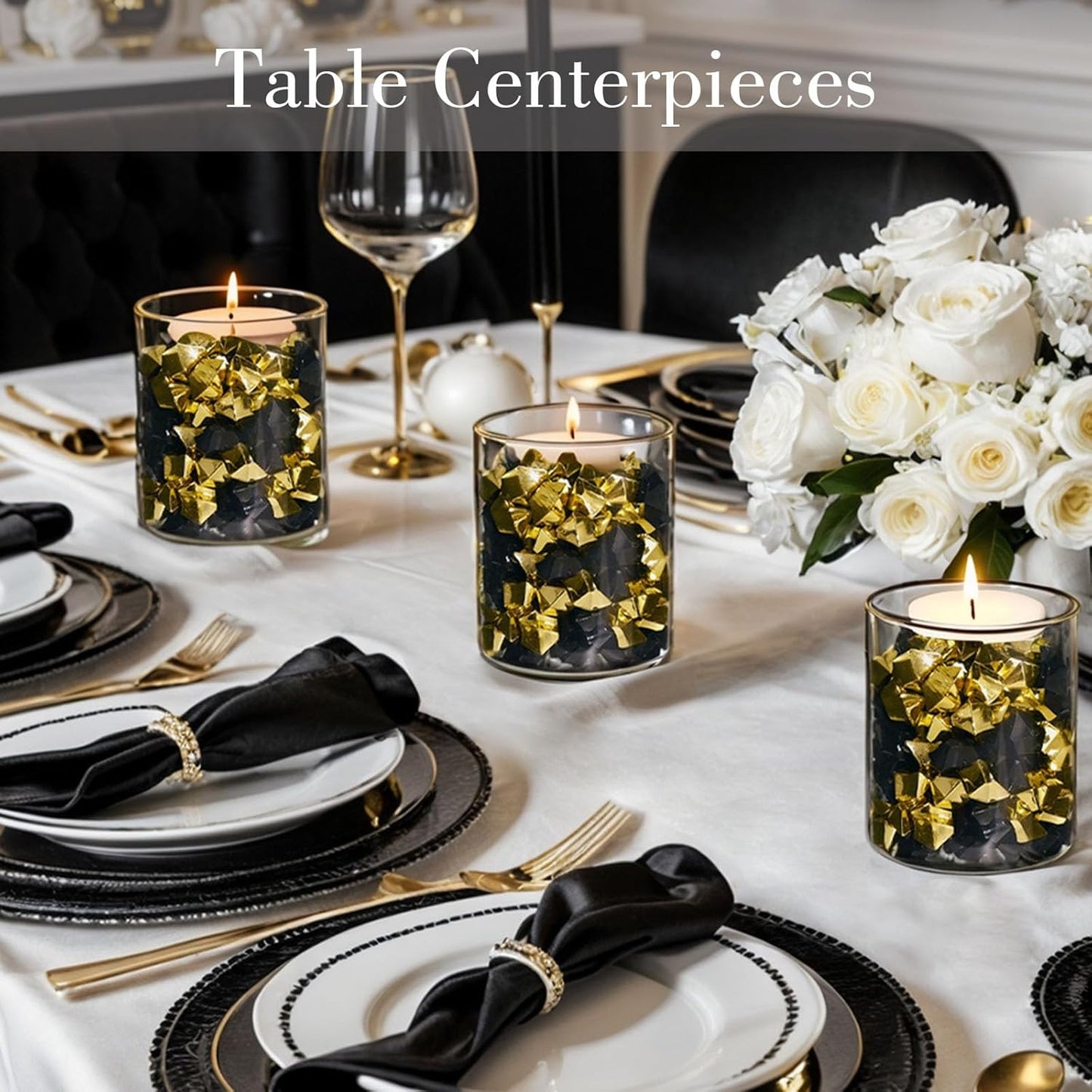 DomeStar Black Fake Ice, 150PCS Acrylic Fake Diamonds, Vase Fillers Black Plastic Gems Marbles for Vase DIY Craft Aquarium Tank Rock Wedding Birthday Party Table Scatter Decorations