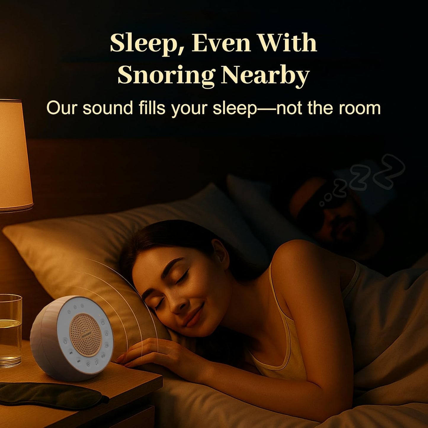 Housbay White Noise Sound Machine for Sleeping, 31 Soothing Sounds, Small Sleep Machine for Adults, Wood Grain Design for Bedroom & Noise Canceling