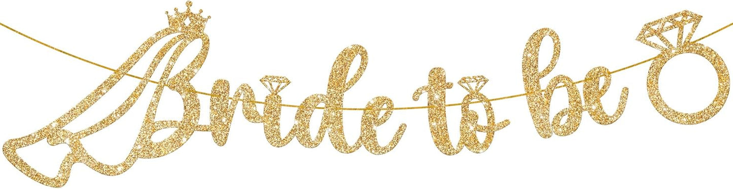 KatchOn, Glitter Bride to Be Banner Gold - 10 Feet, No DIY | Bridal Shower Banner for Bridal Shower Decorations | Gold Bachelorette Party Decorations | Bride to Be Decorations