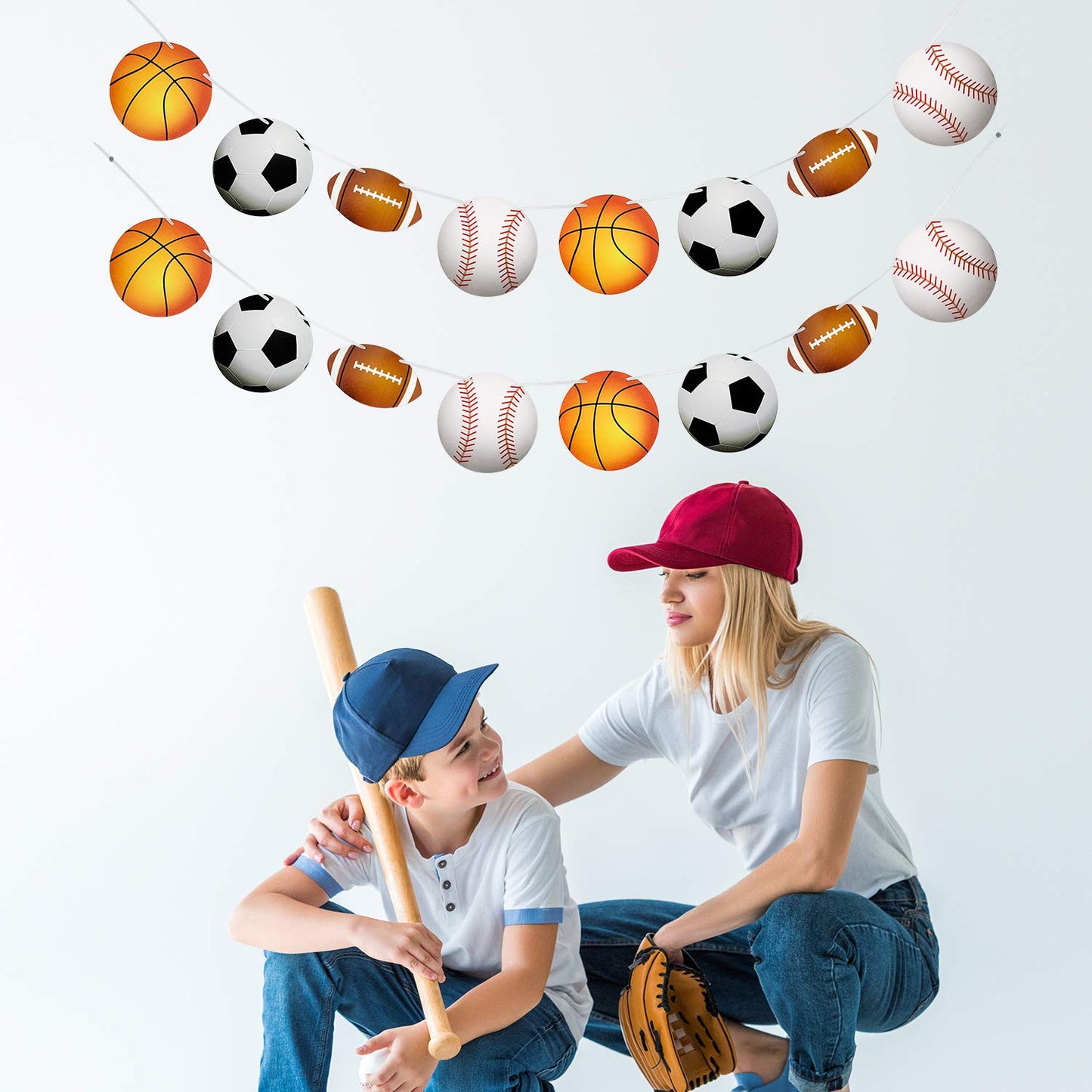 Outus 4 Pcs Sports Theme Party Banner Decorations, Basketball Football Baseball Soccer Hanging