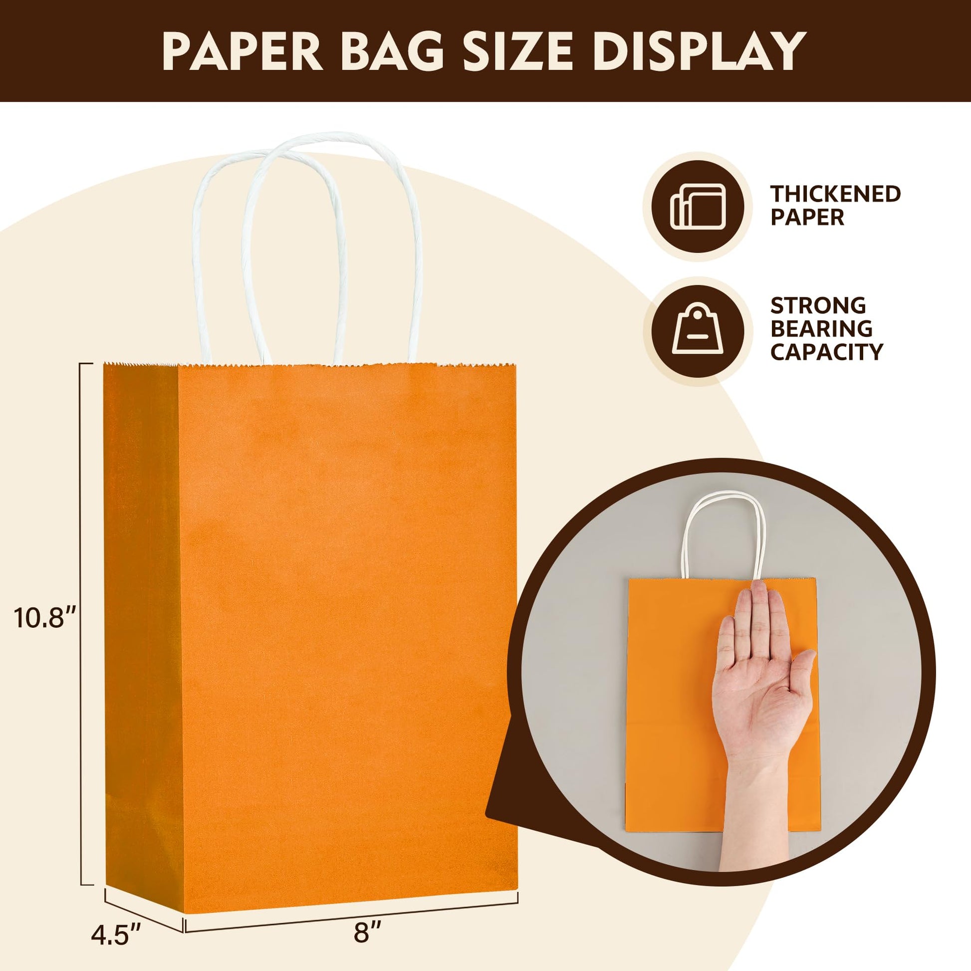 YEEHAW 24 Pack Small Gift Bags 5.8"×3.2"×8.25" Kraft Paper Bags with Handles, Party Favor Bags Bulk