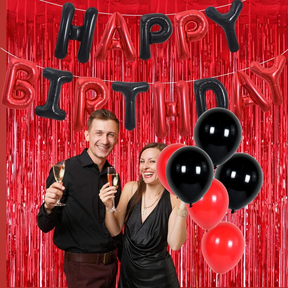 TONIFUL 2Pcs Red Metallic Tinsel Foil Fringe Curtains,Red Photo Booth Backdrop Streamer Curtain Photo Booth Props for Bachelorette Party,Birthday,Graduation,Christmas Decor(6.6ft x 9.9ft)