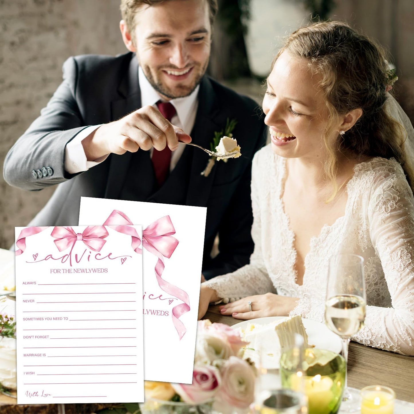 Advice Cards for Bridal Shower, Bridal Shower Games Engagement Party Wedding Game for Reception 30pcs - Wedding Advice Cards/HL 008