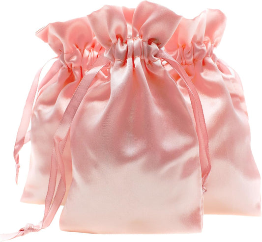 5" x 8" Pink Champagne Satin Gift Bags, Jewelry Bags, Wedding Favor Drawstring Baby Shower Christmas 50 per Pack