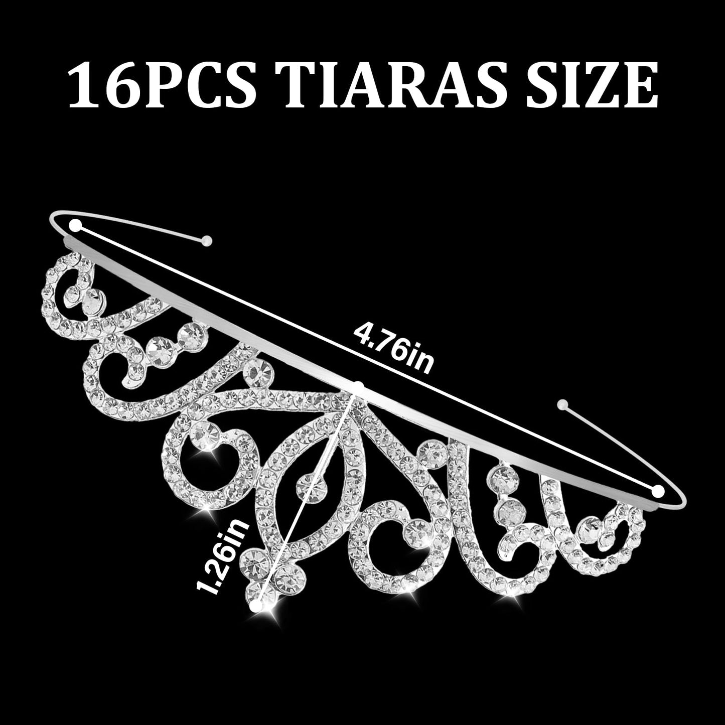 Tihebax 16 Pcs Tiaras Crowns Headbands for Women Girls Silver Princess Tiara Bulk Crown Tiaras
