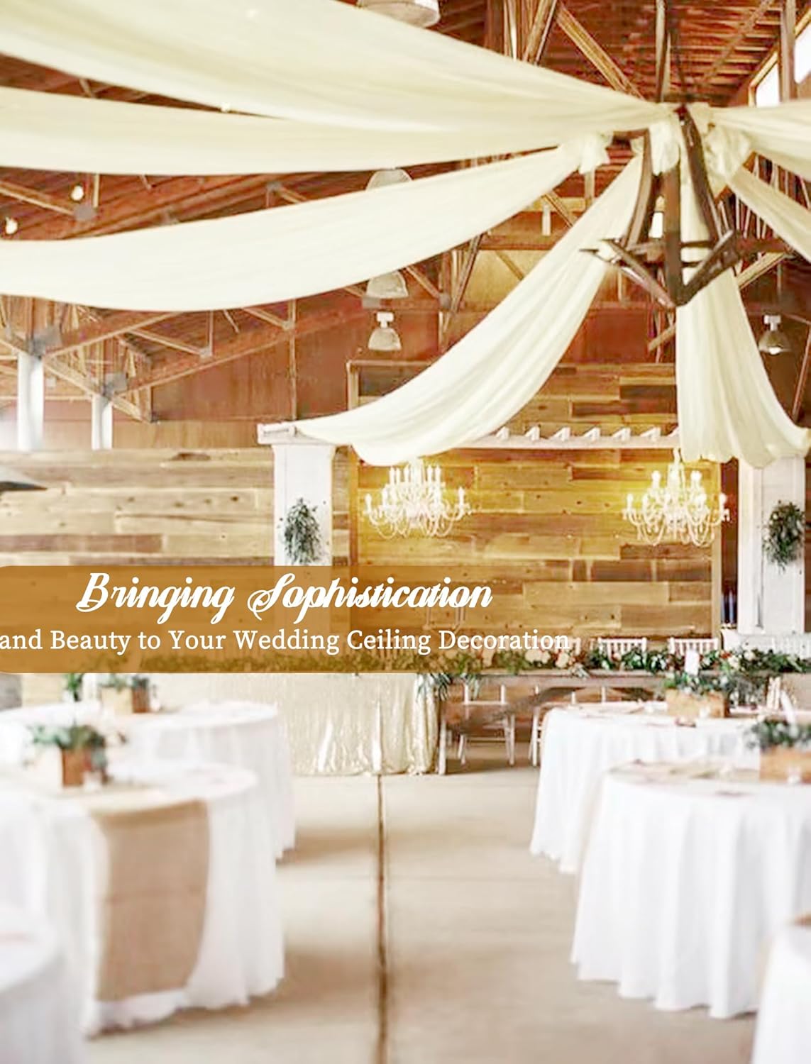 6 Panels Ivory Ceiling Drapes for Wedding 5ftx10ft Chiffon Fabric Arch Draping Curtains Sheer Drapery for Party Ceremony Birthday Baby Shower Reception Stage Swag Ceiling Decorations