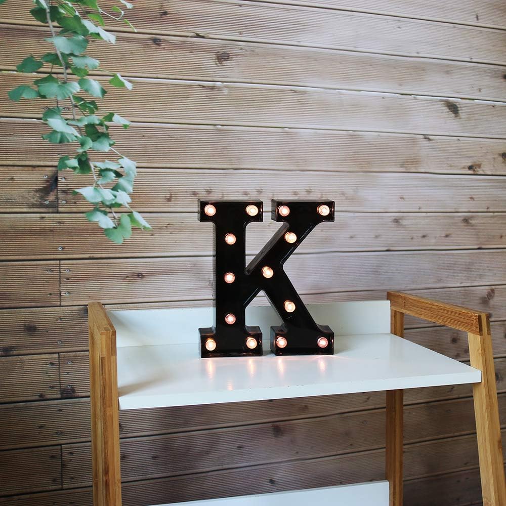 OYCBUZO Light Up Black Alphabet Marquee Letters Sign LED Marquee Number Lights Sign for Night Light Home Bar Christmas Lamp Birthday Party Wedding Decoration K