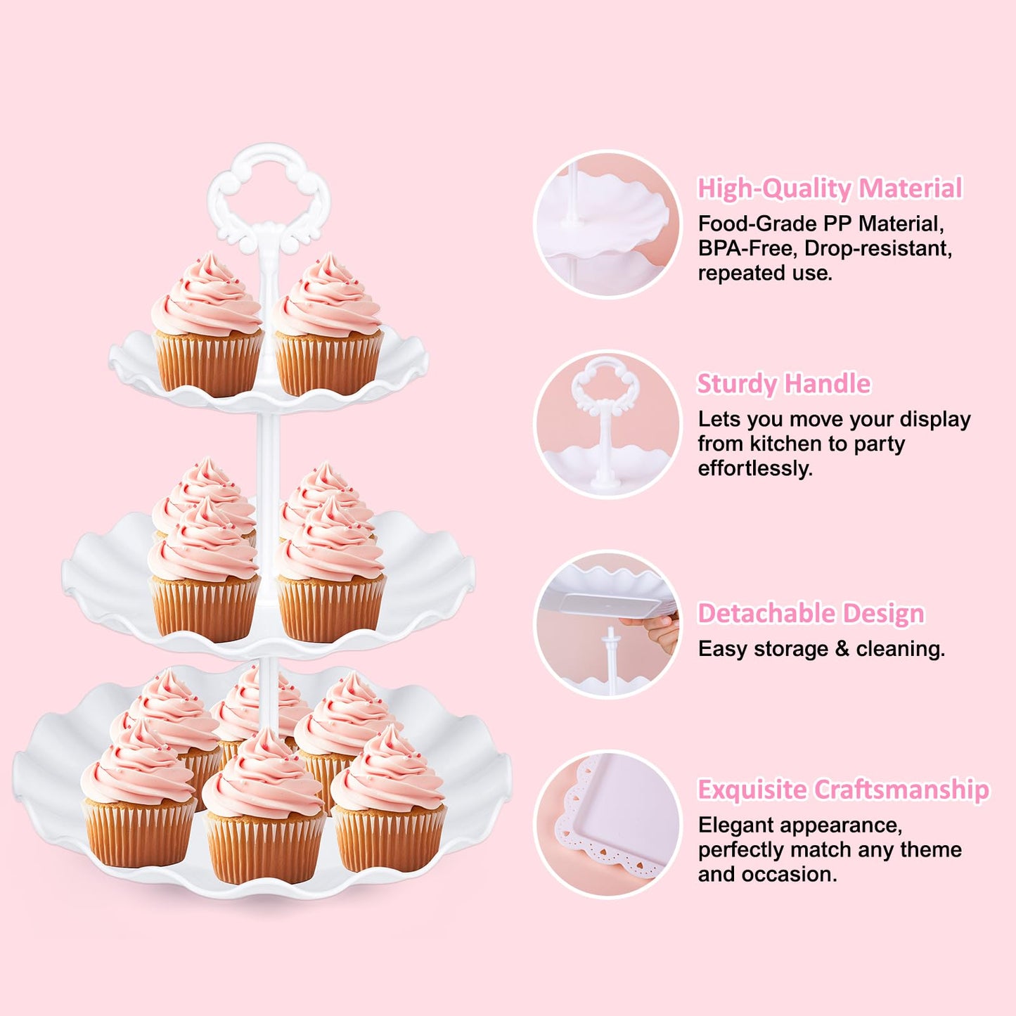 VISCOO 36 Pack Cupcake Stand, Dessert Table Display Set,Tiered Tray Stand