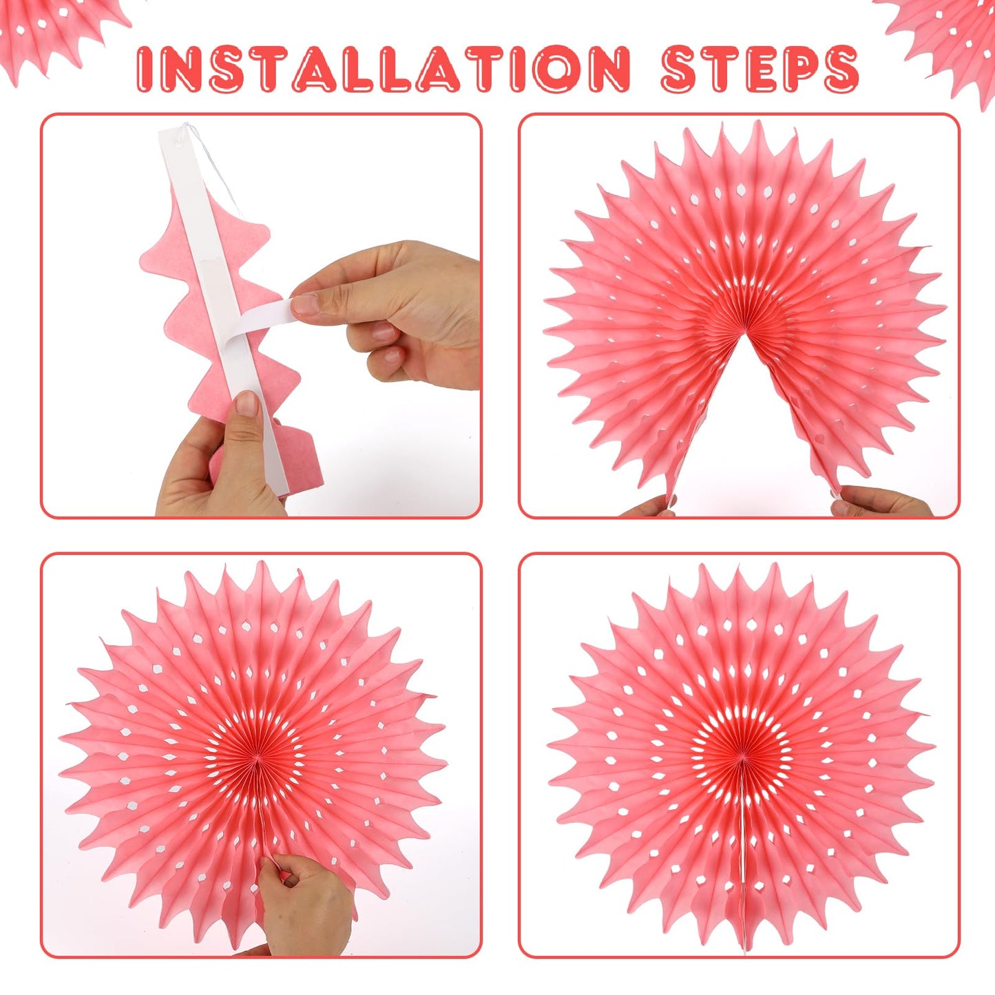 BestoFun 12PCS Paper Fans Light Color Party Decorations Tissue Paper Flowers Decorations for Girl