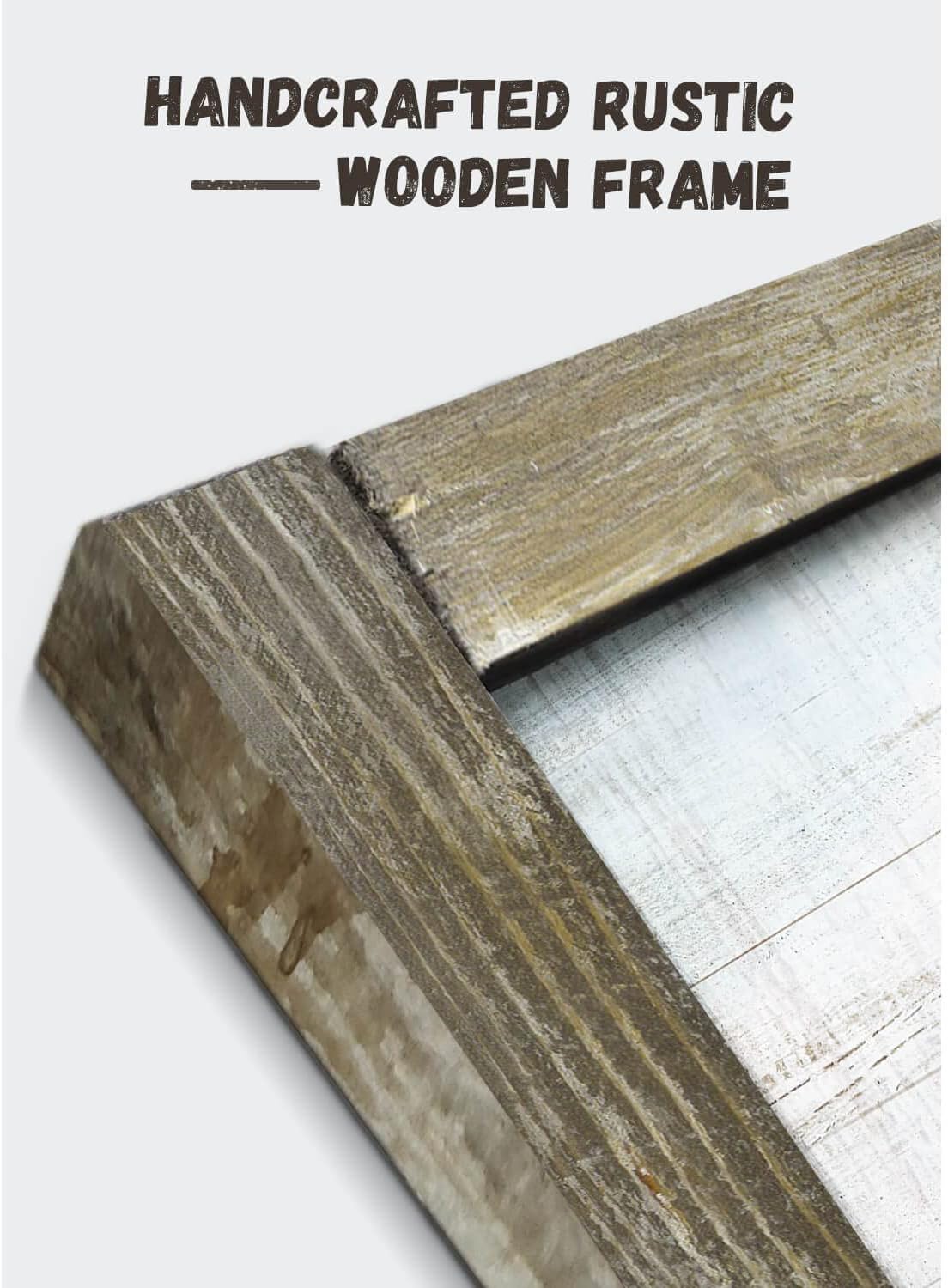 Rustic Landscape Wooden Picture Artwork - Neutral Color Barn with USA Flag Accent Windmill Painting Wall Art Framed