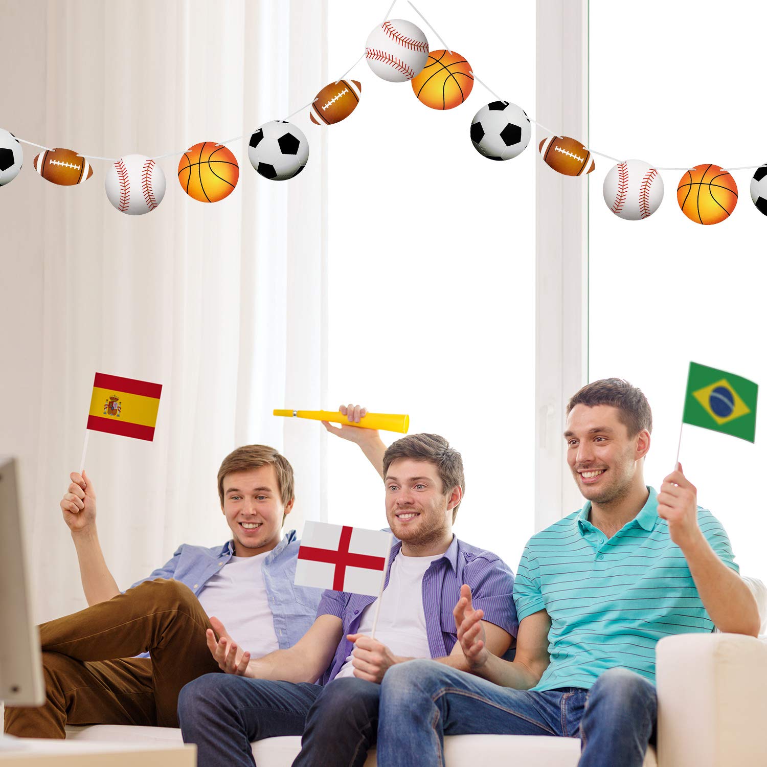 Outus 4 Pcs Sports Theme Party Banner Decorations, Basketball Football Baseball Soccer Hanging
