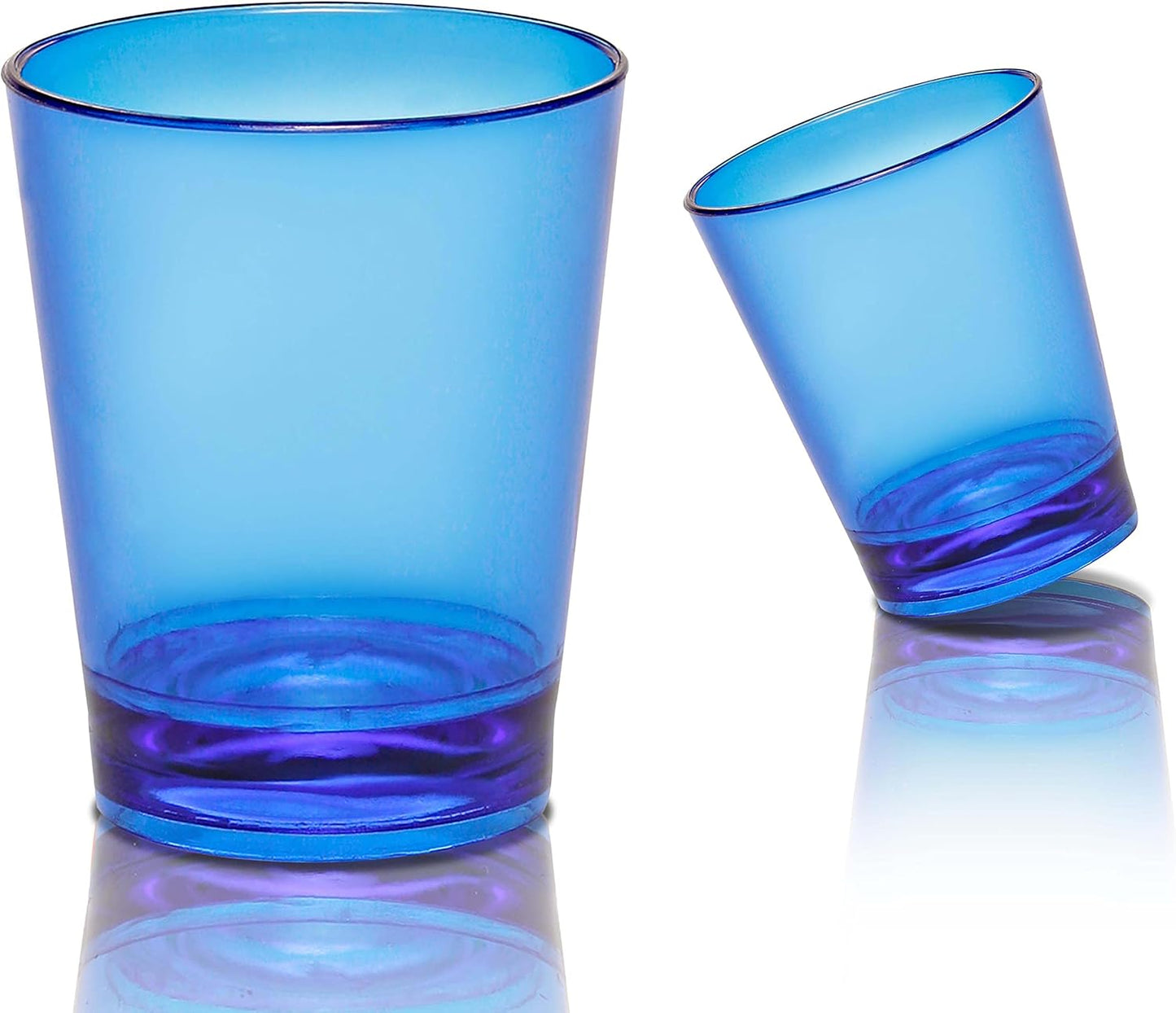 DISCOUNT PROMOS Translucent Plastic Shot Glasses 1.5 oz. Set of 10, Bulk Pack - Acrylic, Great for Wedding, Party, Birthday, Gifts - Blue