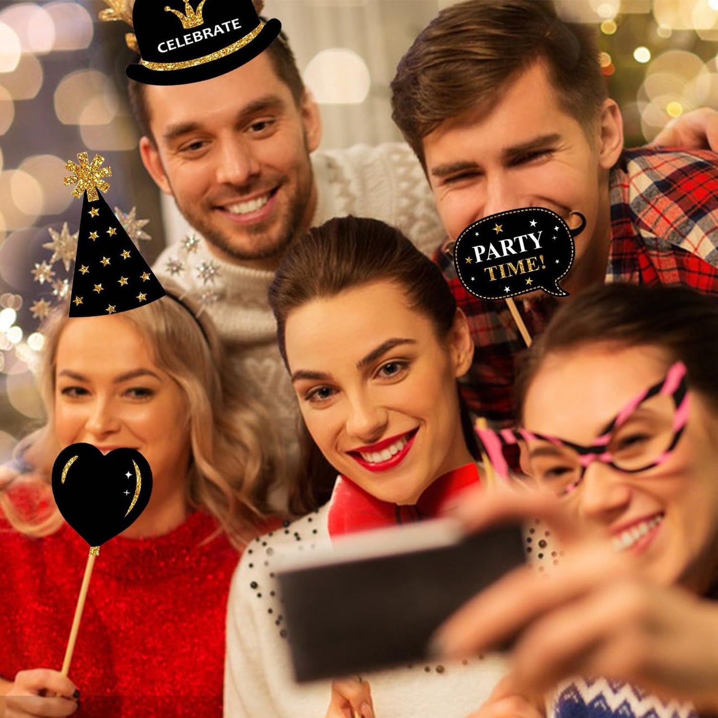 Birthday Photo Booth Props Kit - 38Pcs Funny Pose Signs, Selfie Photobooth Decor for Birthday Party, Men Women