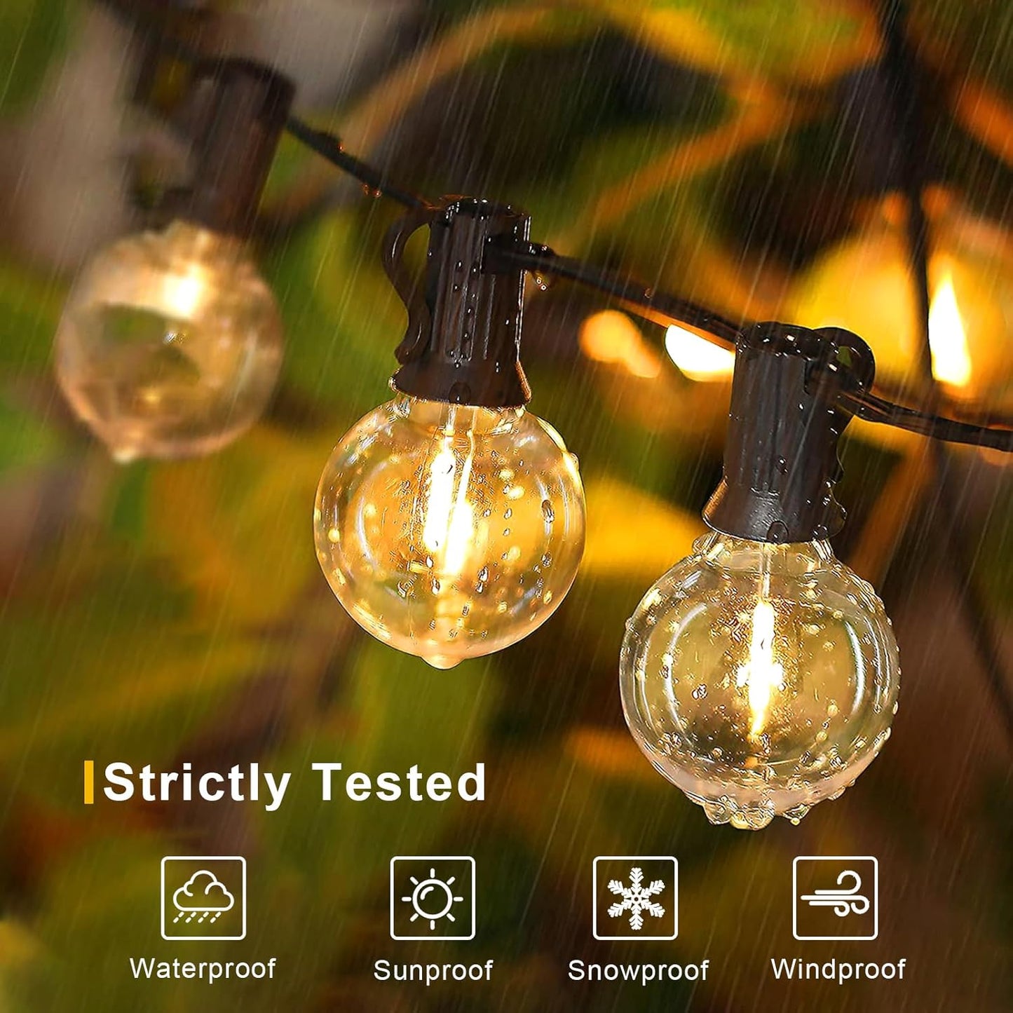 Outdoor String Lights 100FT, G40 LED Patio Lights with 52 Shatterproof Bulbs(2 Spare), All Weatherproof Hanging Lights for Outside Backyard Party Cafe Decor