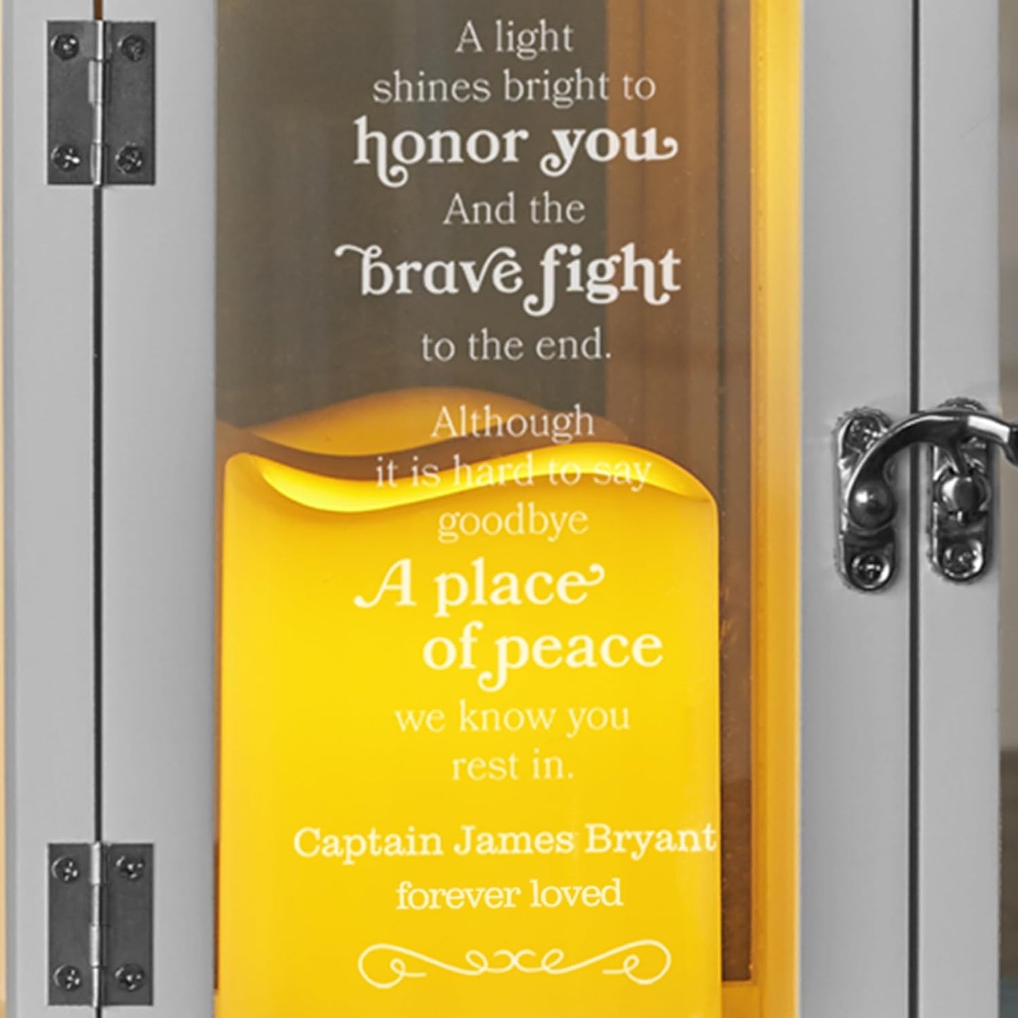Let's Make Memories Personalized Memorial Lantern - Sympathy - Condolences - LED Candle - Automatic Timer - Wood/Stainless Steel - Copper Finish - A Brave Fight