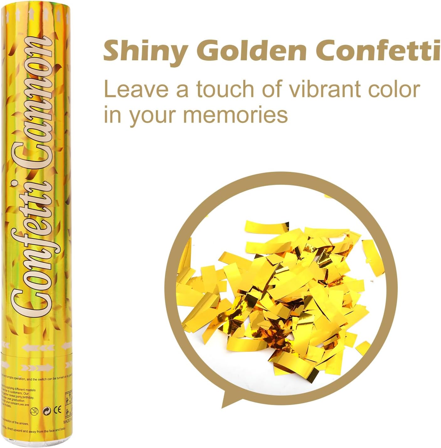 Tamodan 5 Packs Confetti Poppers,12 inch Confetti Cannon,Gold Party Poppers Confetti Shooters for New Year's Eve, Christmas, Birthday,Wedding, Graduationand Any Celebrations.