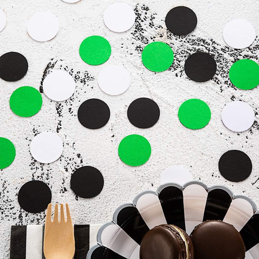 Glitter Confetti Circle Dots for Table Wedding Birthday Party Decoration, 1.2 inch in Diameter (black,green,white,200pc)