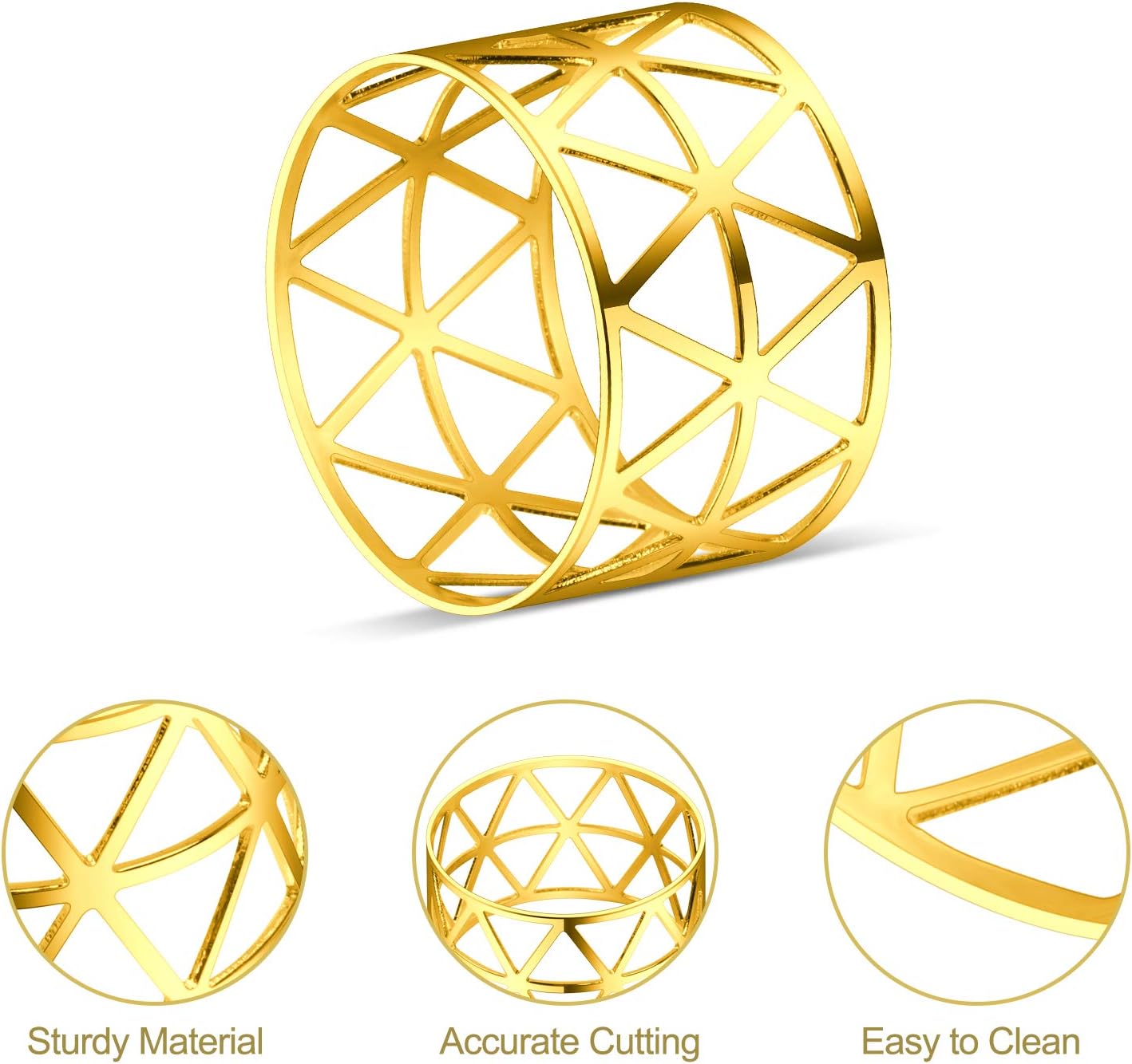 KPOSIYA Set of 20 Napkin Rings with Hollow Out Design Gold Napkin Ring Holder for Wedding Party Holiday Banquet Christmas Dinner Delicate Serviette Buckles Decor Favor (20, Style 2-Gold)