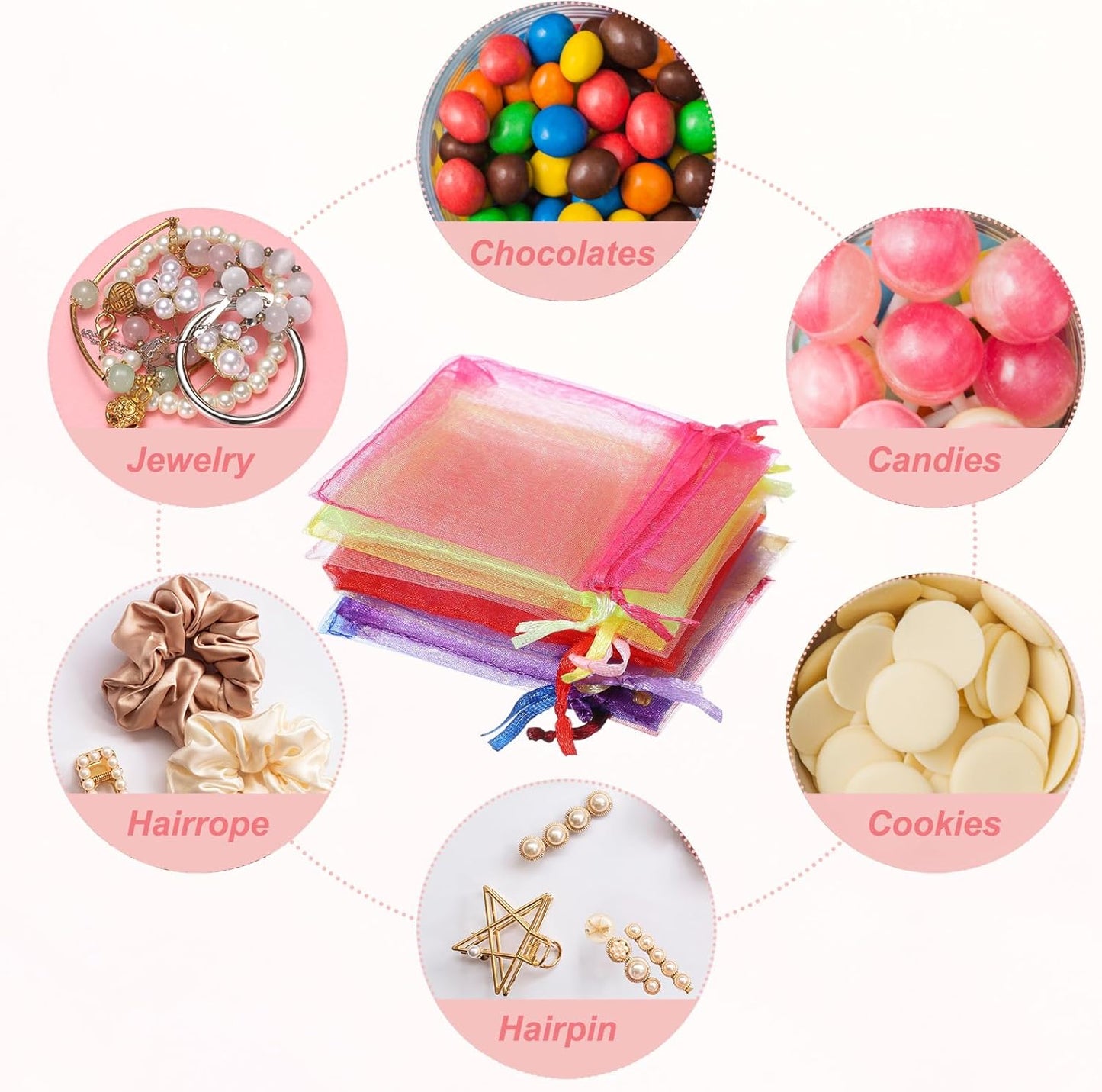 uxcell 50 Pcs Organza Gift Bags, 2.7x3.5 Inch Drawstring Pouches Jewelry Gift Bags, Small Wedding Favor Pouches for Christmas Birthday Wedding Goodie Candy Candle, Beige