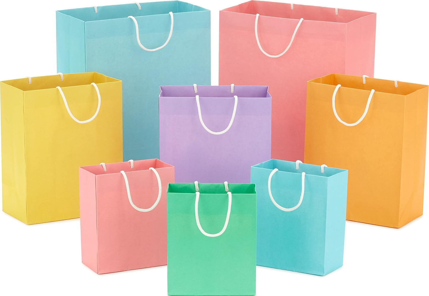 Hallmark Recyclable Gift Bags Assorted Sizes (8 Pack) Pastel Colors