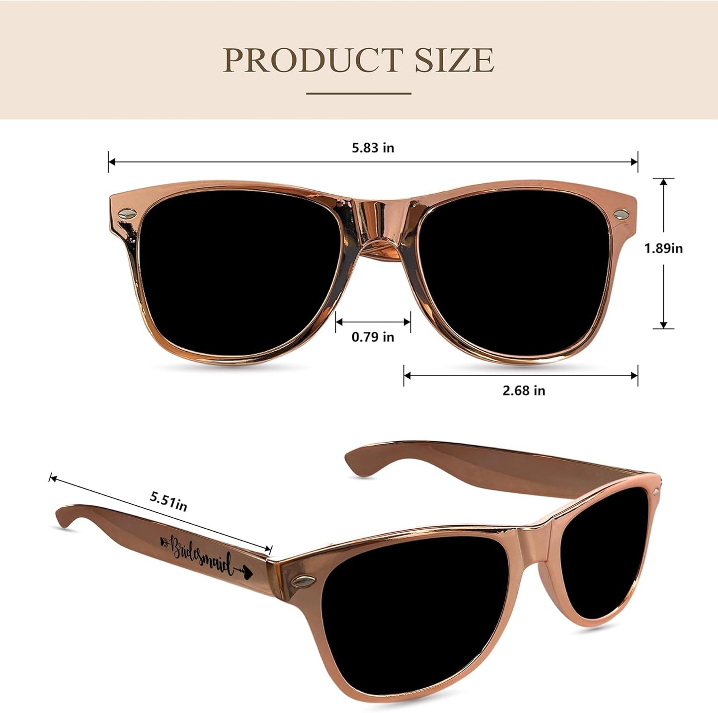 LADY&HOME 10 Pack Bachelorette Sunglasses,Bride Bridesmaid Sunglasses for Bachelorette Party Favors Bridal Shower Supplies (Rose Gold)