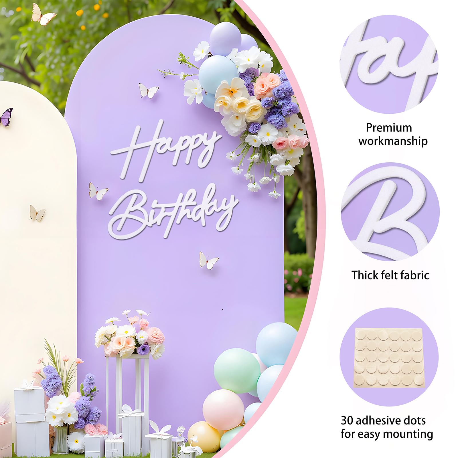 GYFCI Happy Birthday Sign for Backdrop - Felt Happy Birthday Letters Sign for Girls, Boys & Adults'