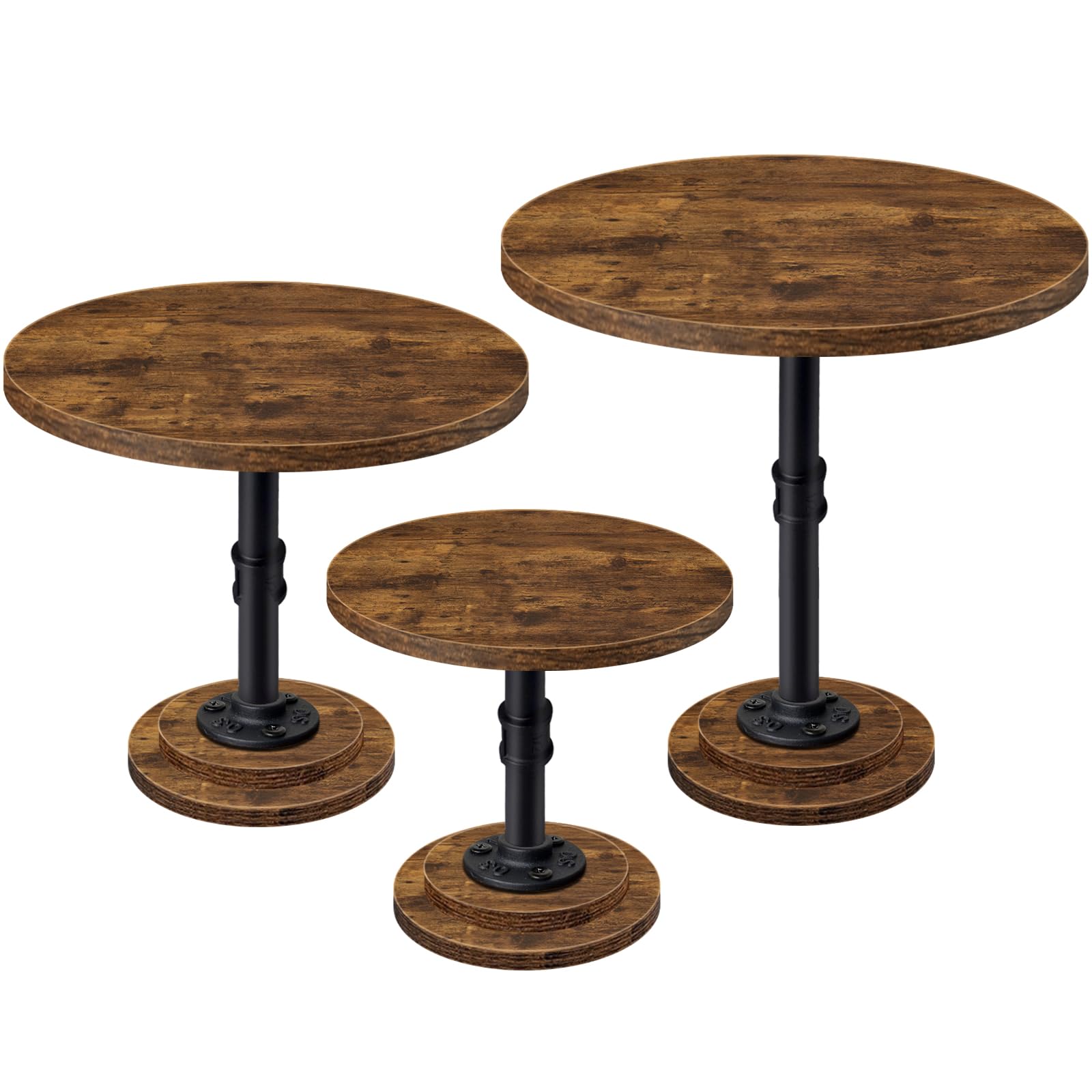 LLAXERGU Cake Stand Set of 3, Rustic Industrial Wood Round Cupcake Stands