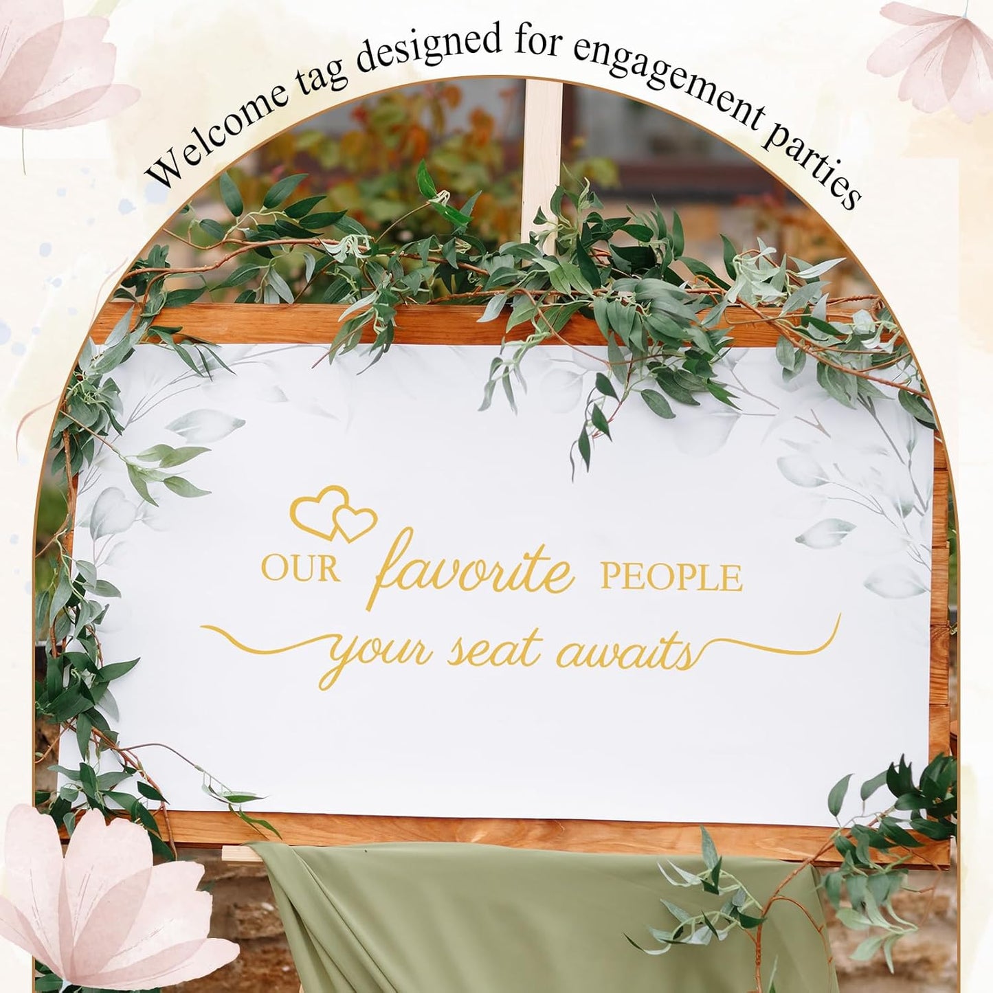 3 Pcs Wedding Seating Chart Decal Stickers DIY Our Favorite People Your Seat Awaits Vinyl Decal Wedding Sign Decor Seating Chart Board Mirror Stickers(Gold)