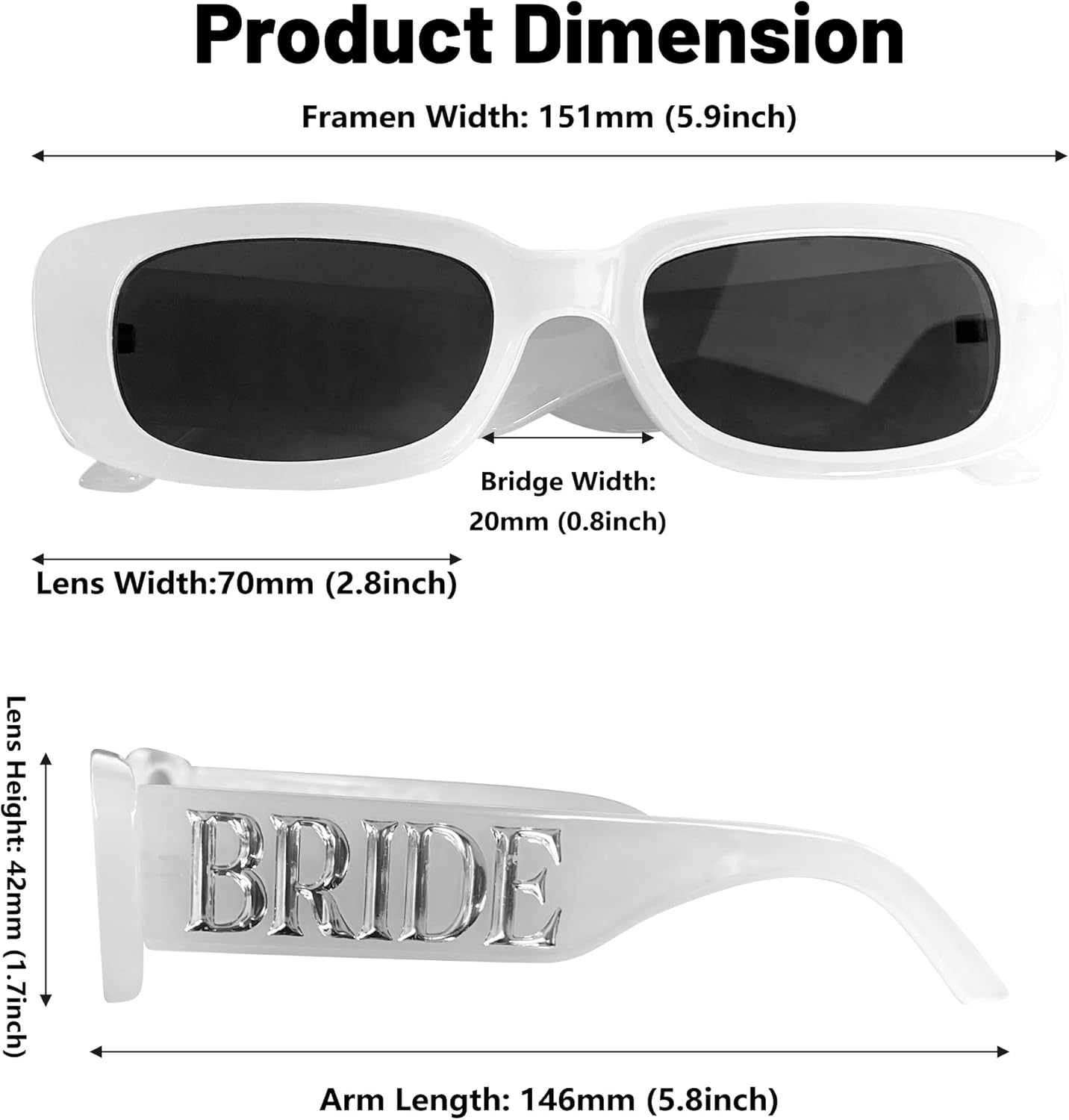 LADY&HOME Bride Sunglasses,Bachelorette Party Decoration,Bridesmaid Favor Bridal Shower Accessory,Bride To Be Gift