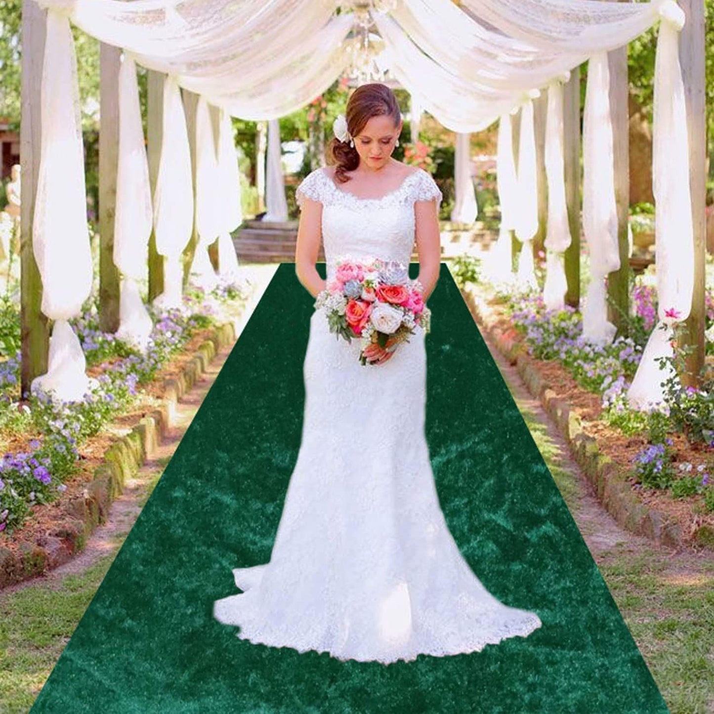 MODFUNS Hunter Green Carpet Runner for Parties 4x30FT Velvet Aisle Runner for Wedding Ceremony Aisle Floor Runners Hallway Runner Rug with Carpet Tape Wedding Runners Aisle for Beach Church Reception