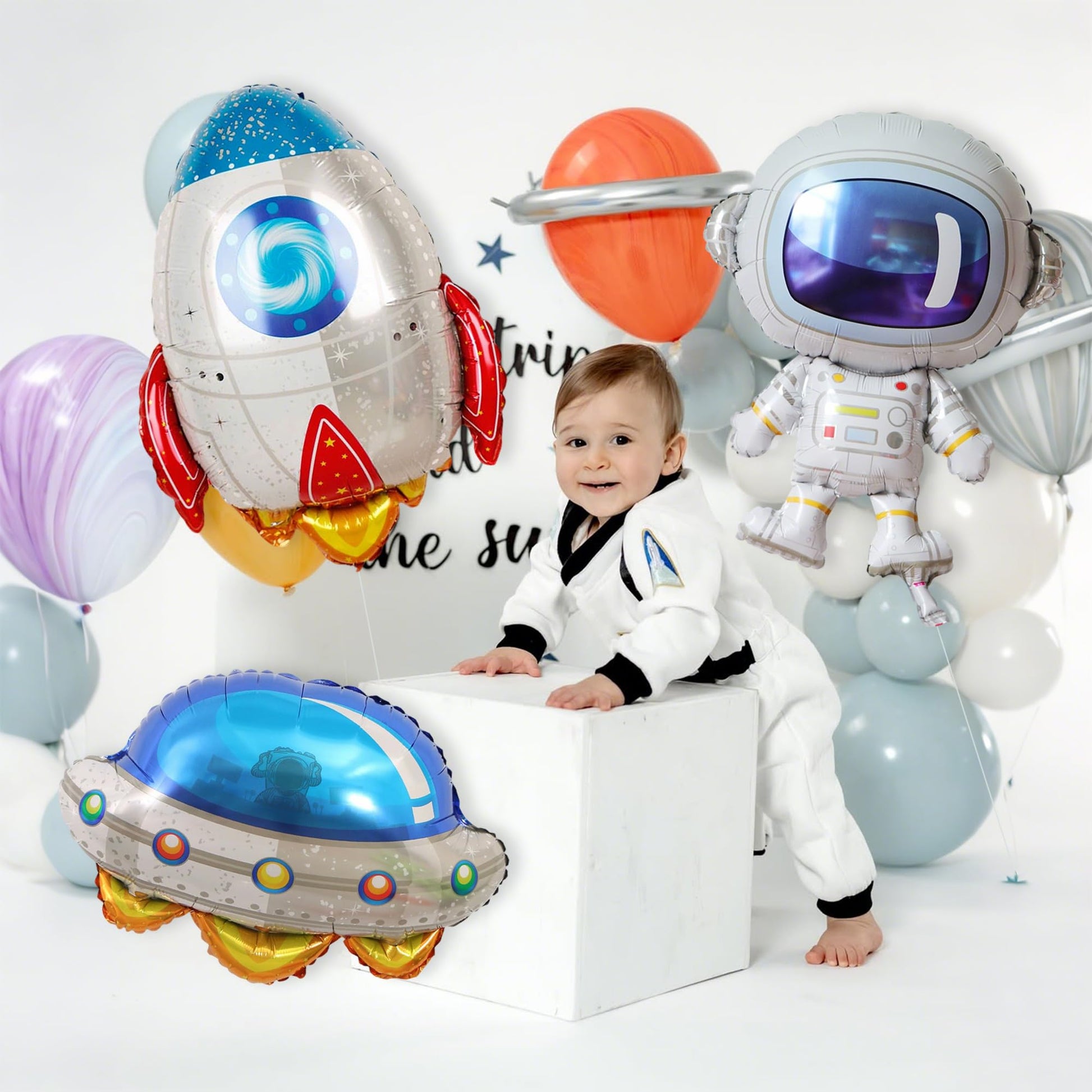 6 PCS Space Balloons Set, Astronaut UFO Rocket Foil Balloons, Party Decor