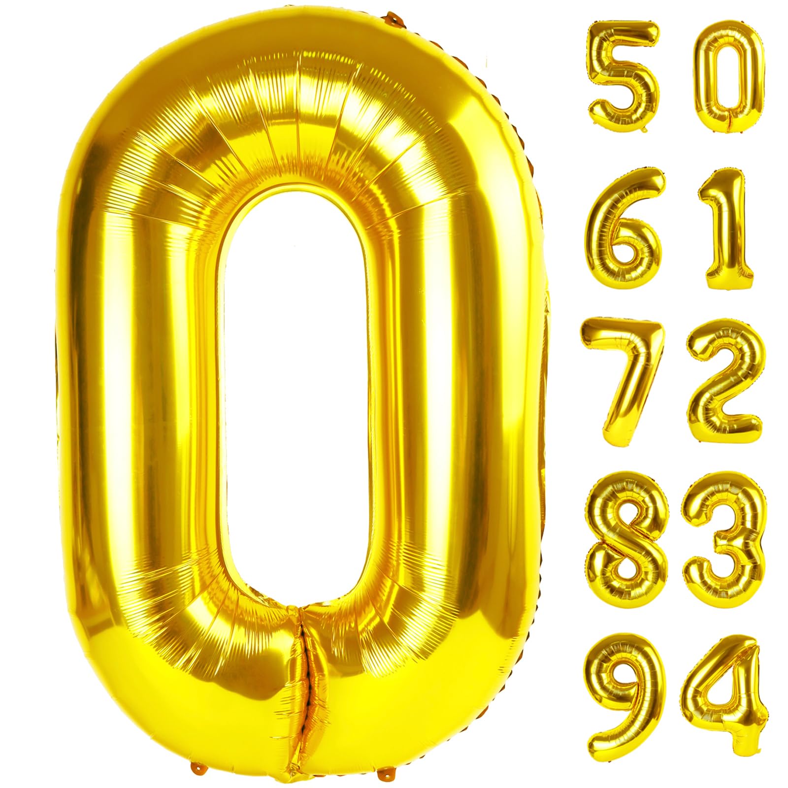 Gold 0 Balloon - Number Balloon 40 Inch, 0th Gold Birthday Decorations