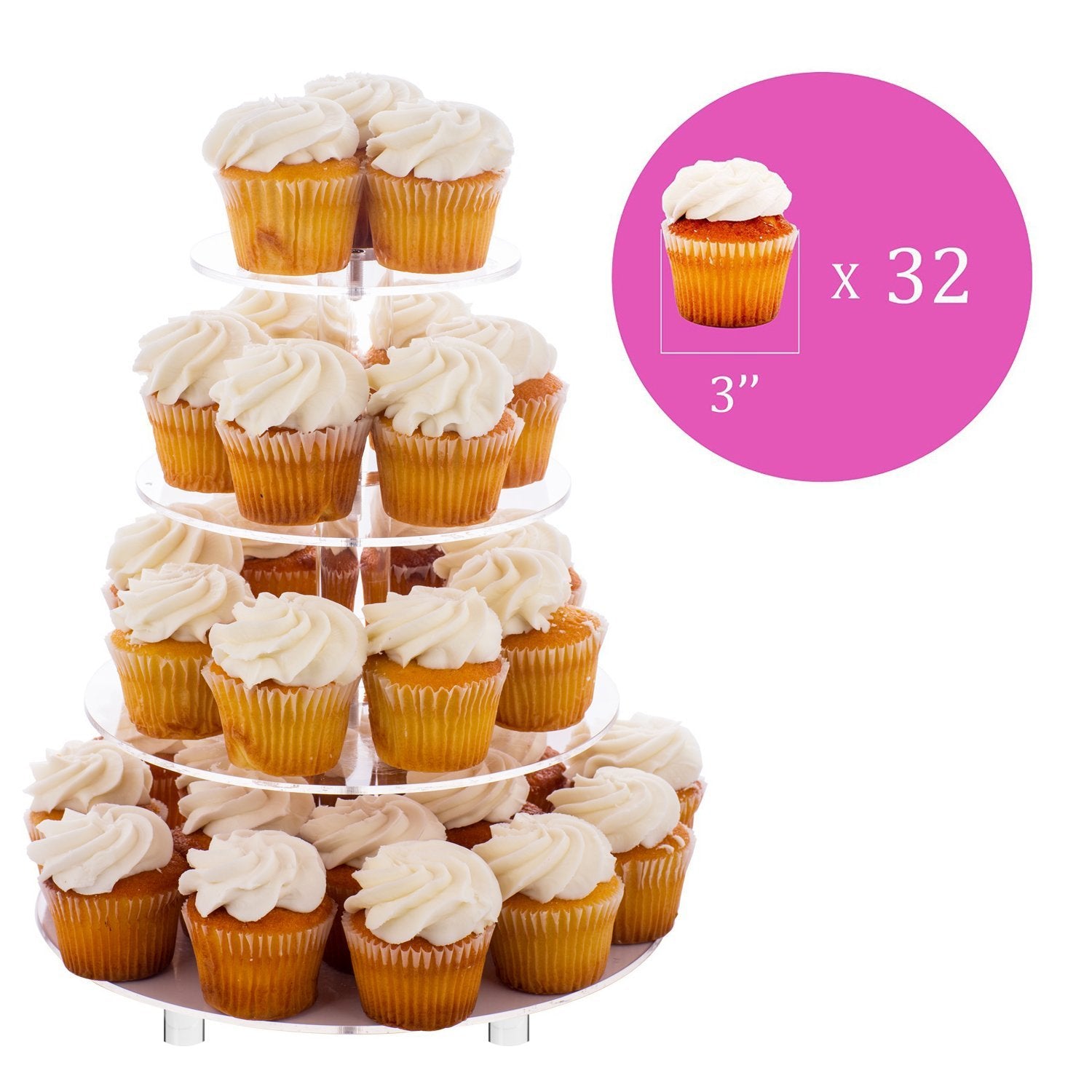Jusalpha Large 4 Tier Acrylic Cupcake Stand,Round Cake Stand for Party