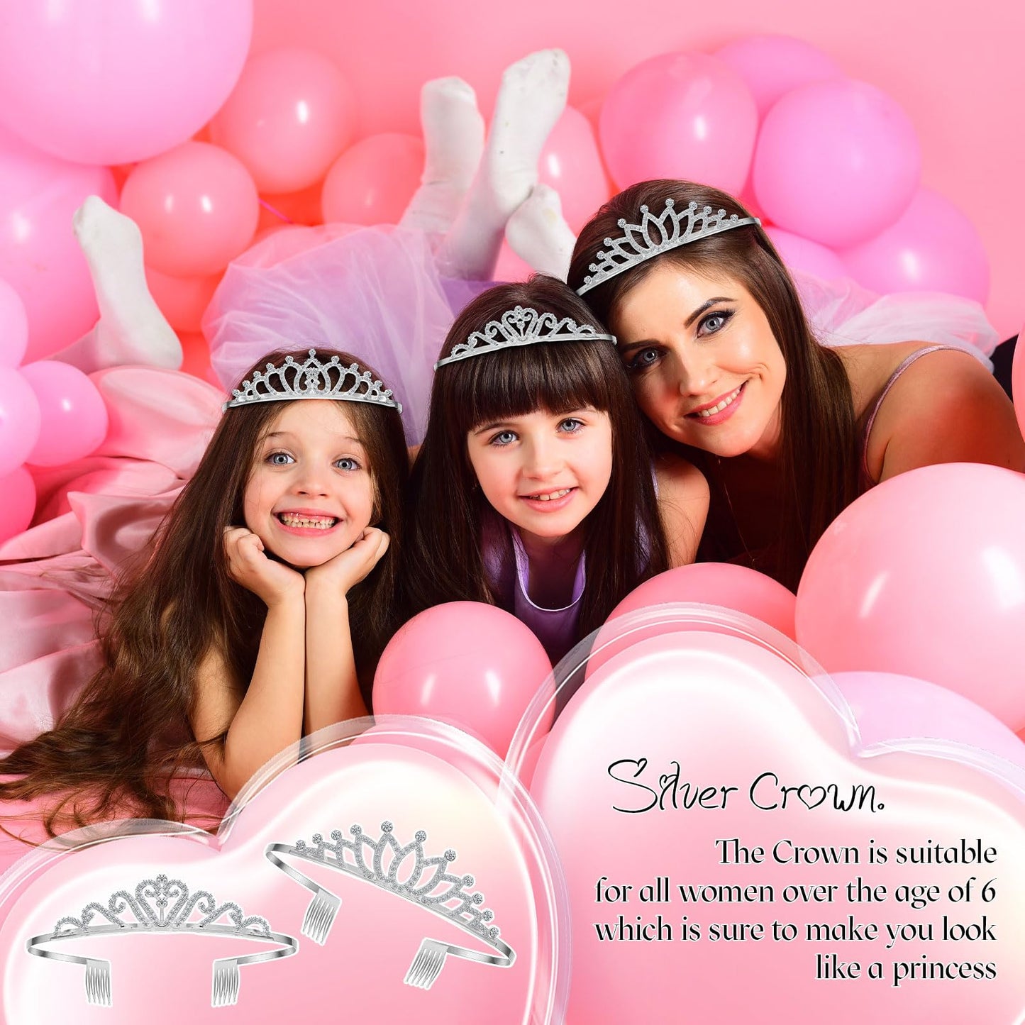 Yuefunny 24 Pcs Crystal Tiara Crowns for Women Bulk Rhinestone Princess Headband Crown with Combs