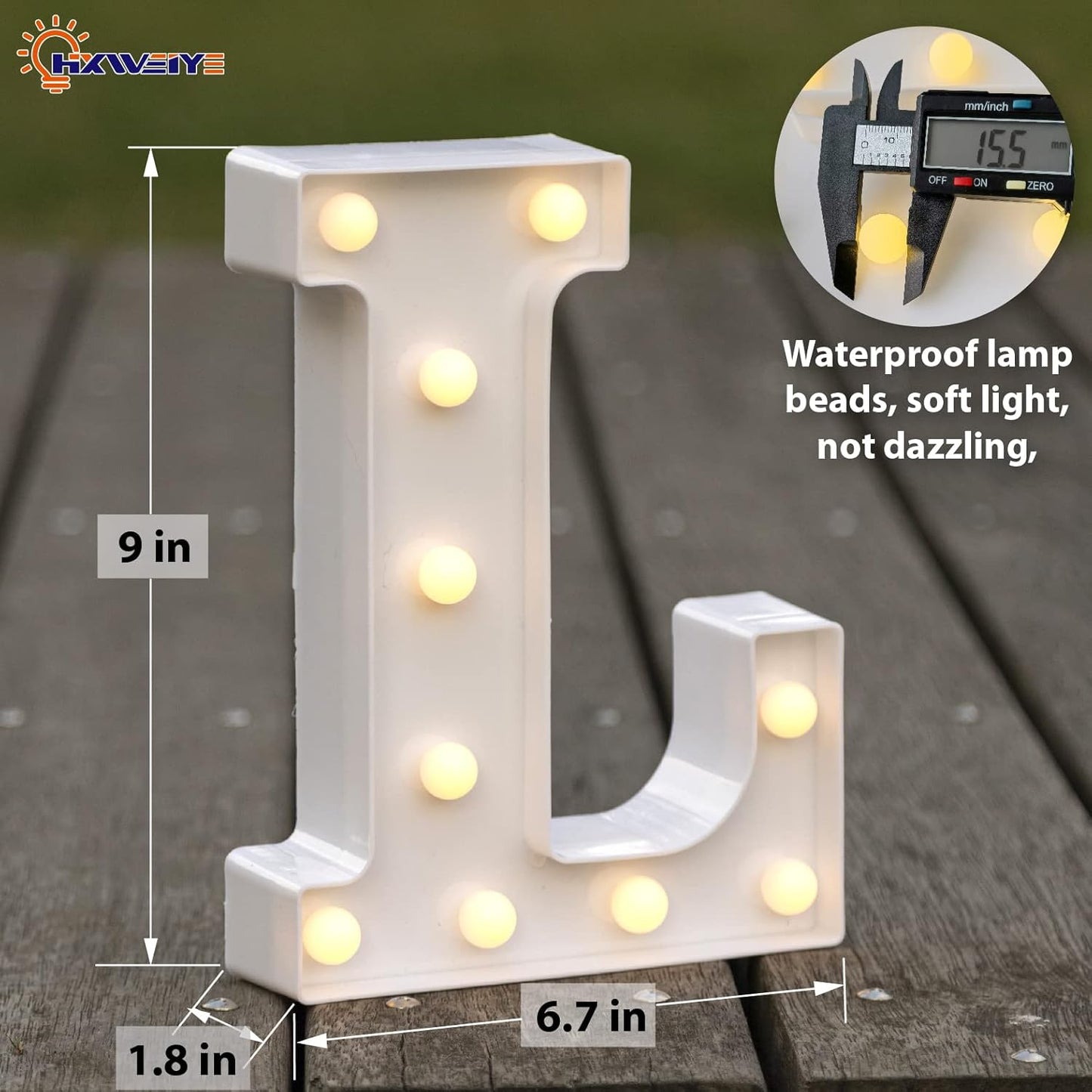 HXWEIYE Light Up Letters L, LED Marquee Letters Lights Sign 26 Alphabet and 10 Number Big Lights Letter for Party Birthday Bar Battery Powered Christmas Decor Letter Lights (Warm White)