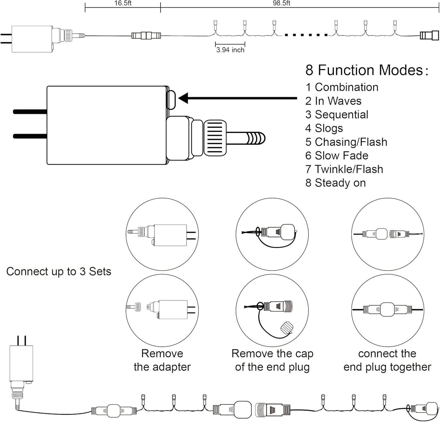300 LED St Patricks Day Lights, 98.5FT Christmas String Lights with 8 Lighting Modes, Waterproof & Connectable Mini Lights, Plug in for Indoor Outdoor Holiday Xmas Party Bedroom Decorations (Green)