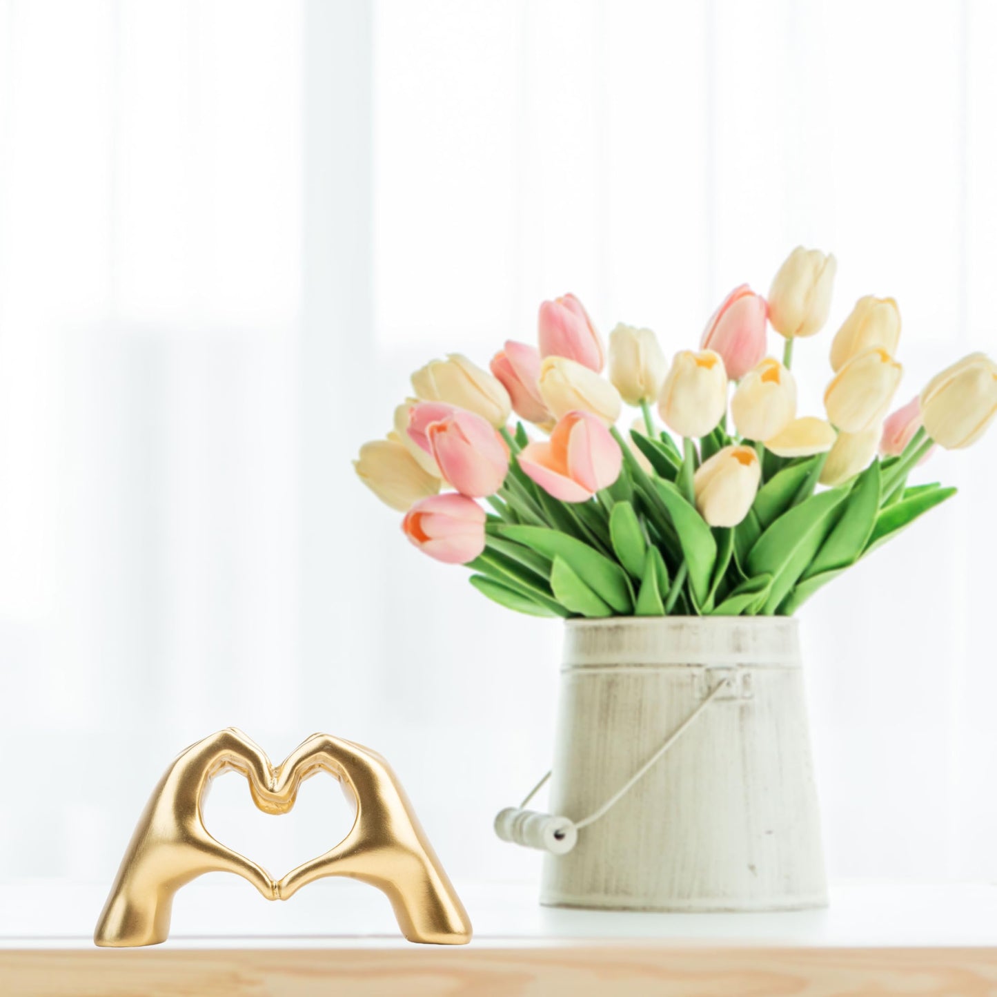 Small Heart Hands Sculpture Decor for Living Room Bedroom Bookshelf Coffe Table and Office Display