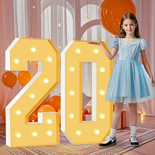 4FT Marquee Numbers 20, Large Light Up Numbers 20th Birthday Decorations for Girls Boys, Cardboard Number for Women Men Anniversary Party Decor Backdrop, DIY Foam Board Mosaic Number Sign