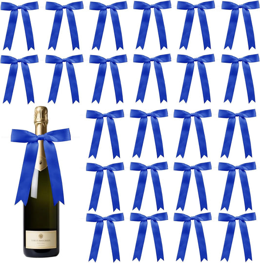 30 Pcs Satin Dark Blue Bows with Twist Tie, 5x7 Inchfor Gift Wrapping Cake Treat Bags Craft DIY Gift, Birthday Decorations, Balloons & Garland Home Decor