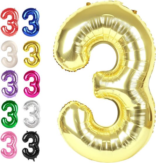 Large 40 Inch Champagne Gold 3 Number Balloon, 3 13 23 30 33 36 38 Light Gold Birthday Party Decorations, Numbers Three Foil Balloons for Anniversary Party Graduations Celebration Supplies