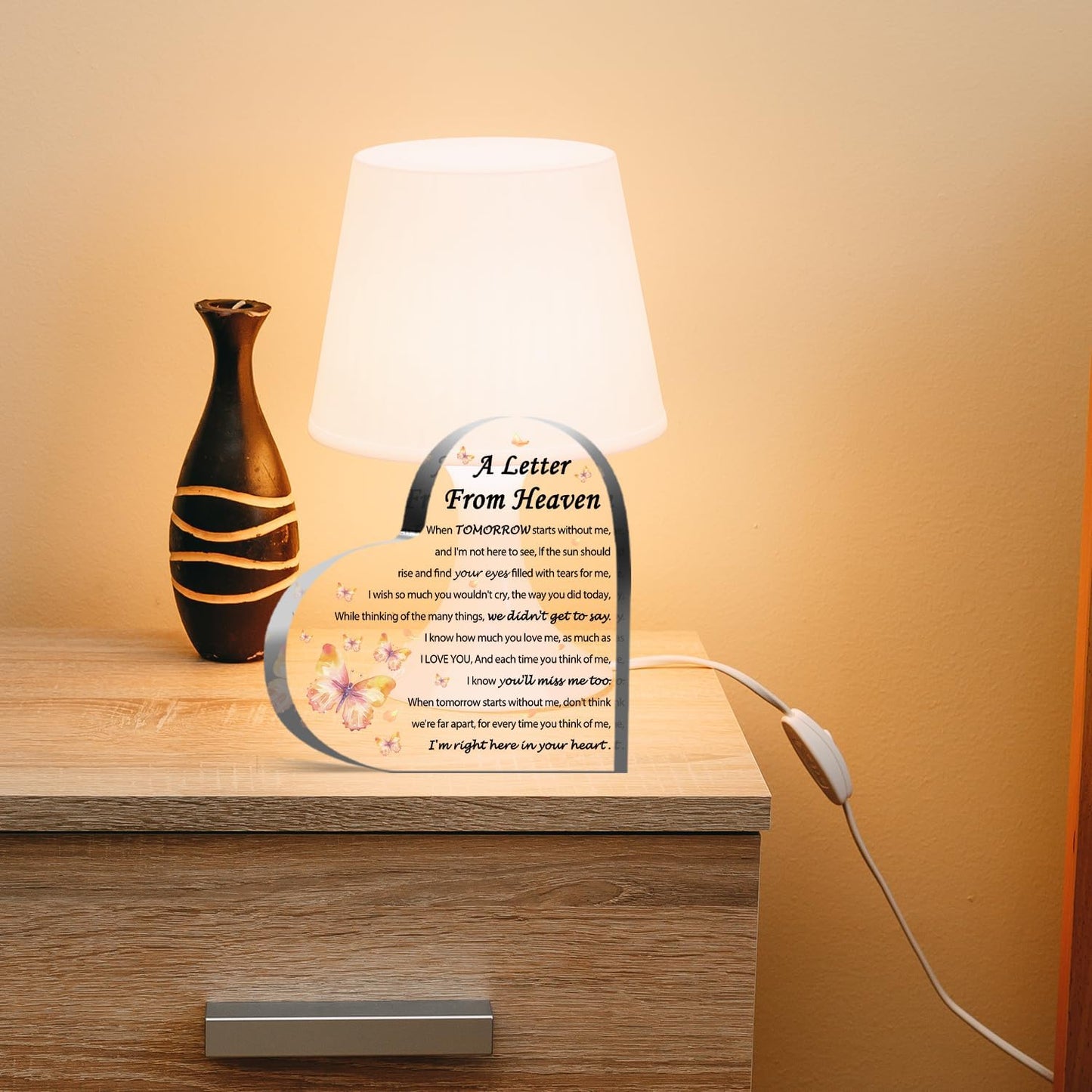 Sympathy Gifts - A Letter from Heaven- Memorial Gift for Loss of Mother Father Husband Son, Acrylic Heart Keepsake,Remembrance Sympathy Gifts （Butterfly）