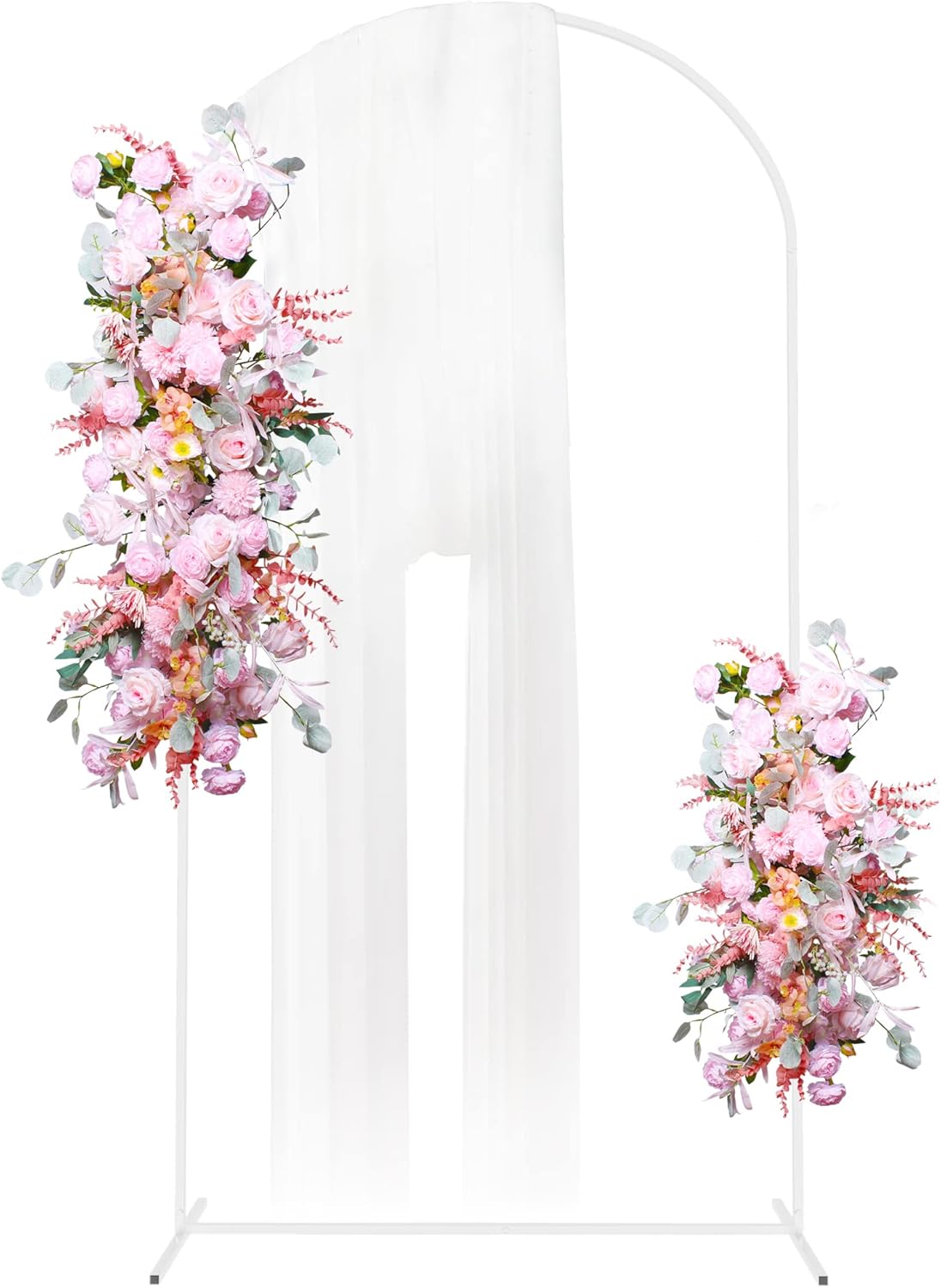 Putros Metal Arch Backdrop Stand 7.2FT White Wedding Backdrop Stand Square Arch Frame for Birthday Party Bridal Baby Shower Ceremony Decoration