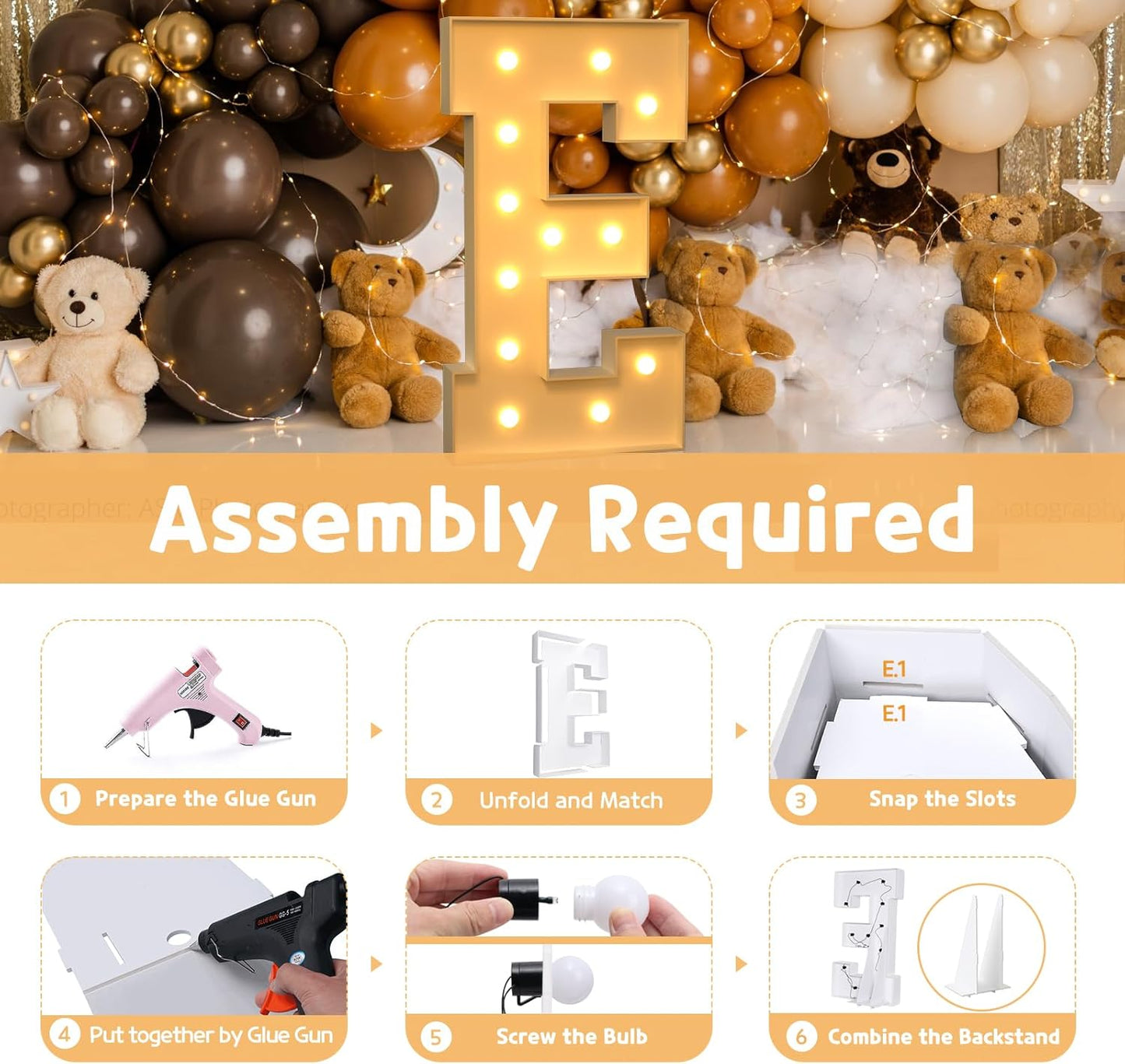 imprsv 4FT Marquee Light Up Letters for Birthday Party Decorations Large Marquee Letters for Wedding Event Bridal Shower Engagement Anniversarty Party Decor,Letter E