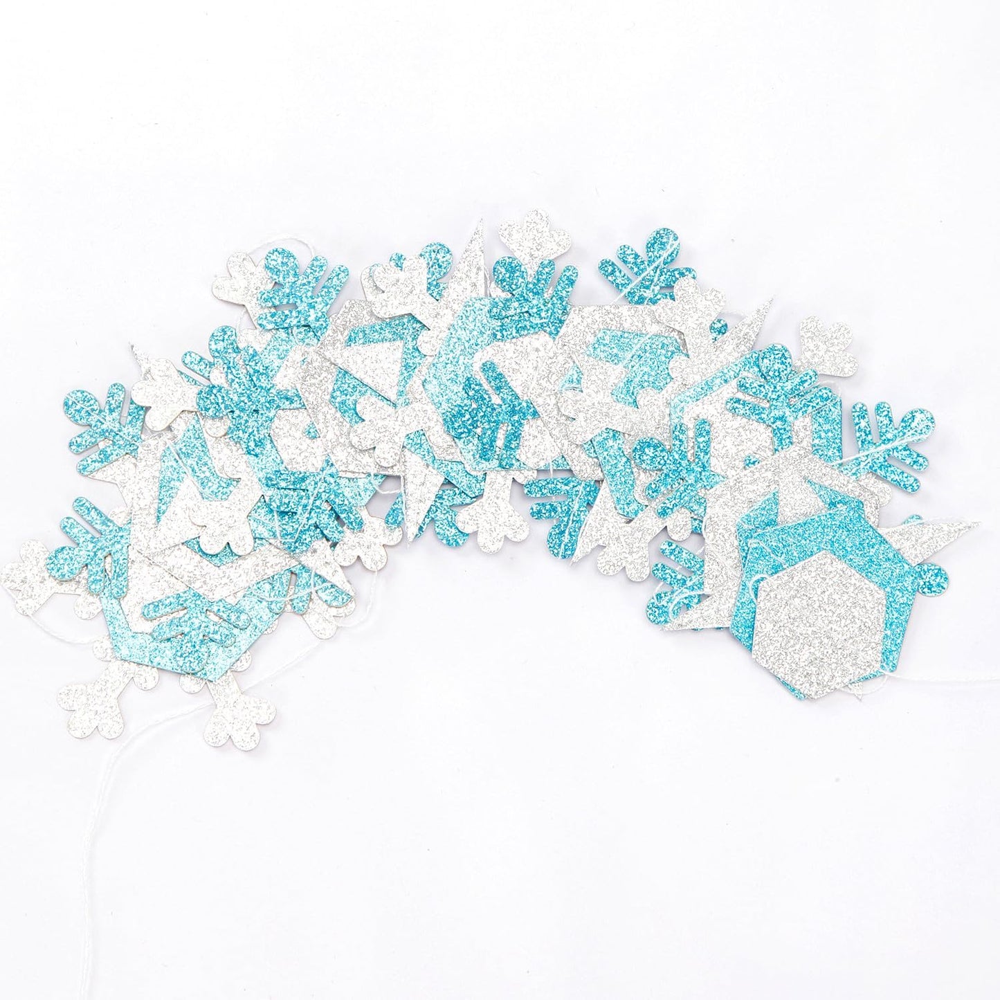 Snowflake-Snow Teal-Silver Christmas Party-Decorations Streamers - 52Ft White Winter Wonderland Frozen Hanging Paper Garland Banner,Birthday Wedding Baby Bridal Shower New Year Supplies Decor Hugtmr