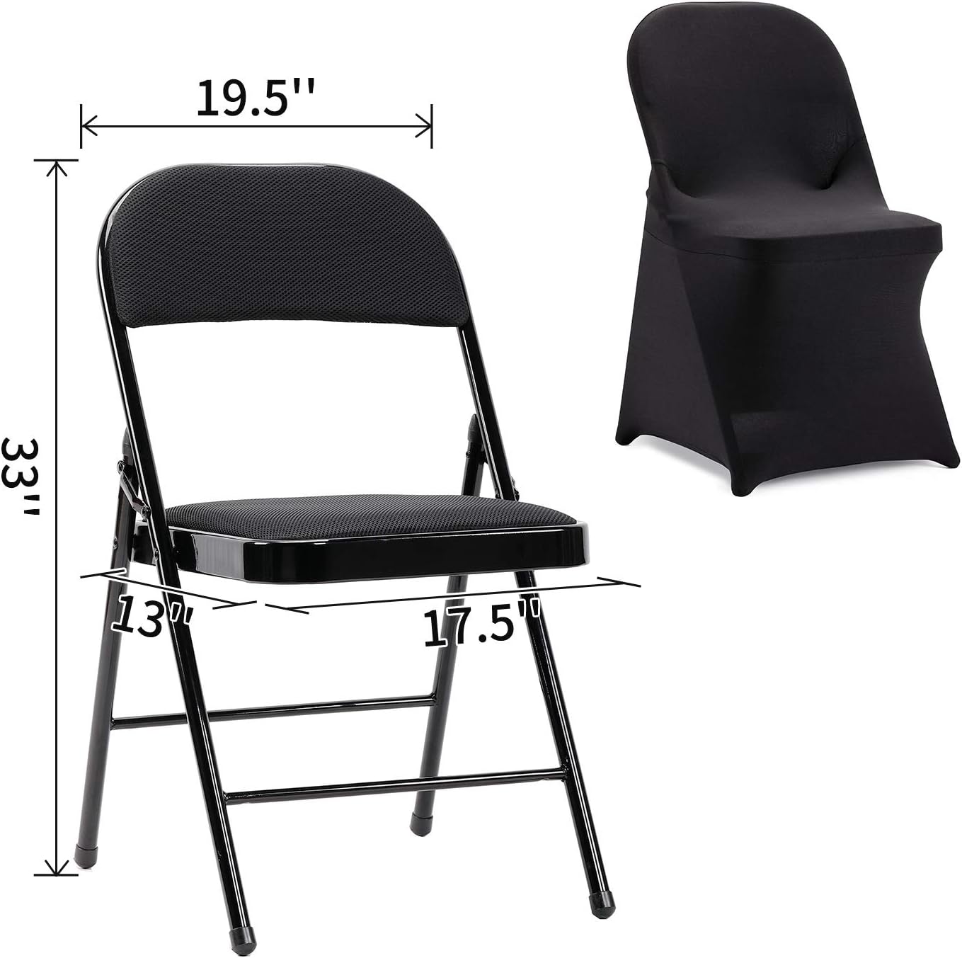 Peomeise Stretch Spandex Folding Chair Cover for Wedding Party Dining Banquet Event (Black,25pcs)