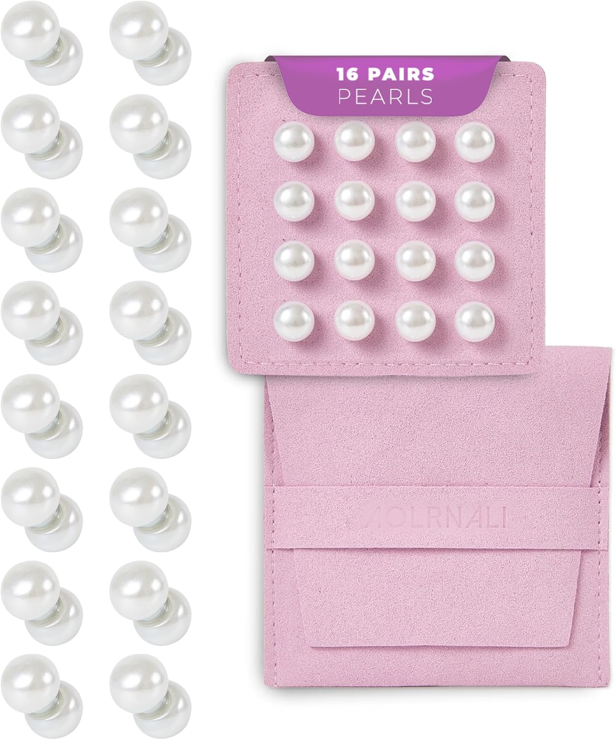 Pearl Veil Weights - 16 Pairs of Magnetic Bridal Veil Weights - Secures Long Veils for Outdoor Weddings - Premium Wedding Accessories for The Bride